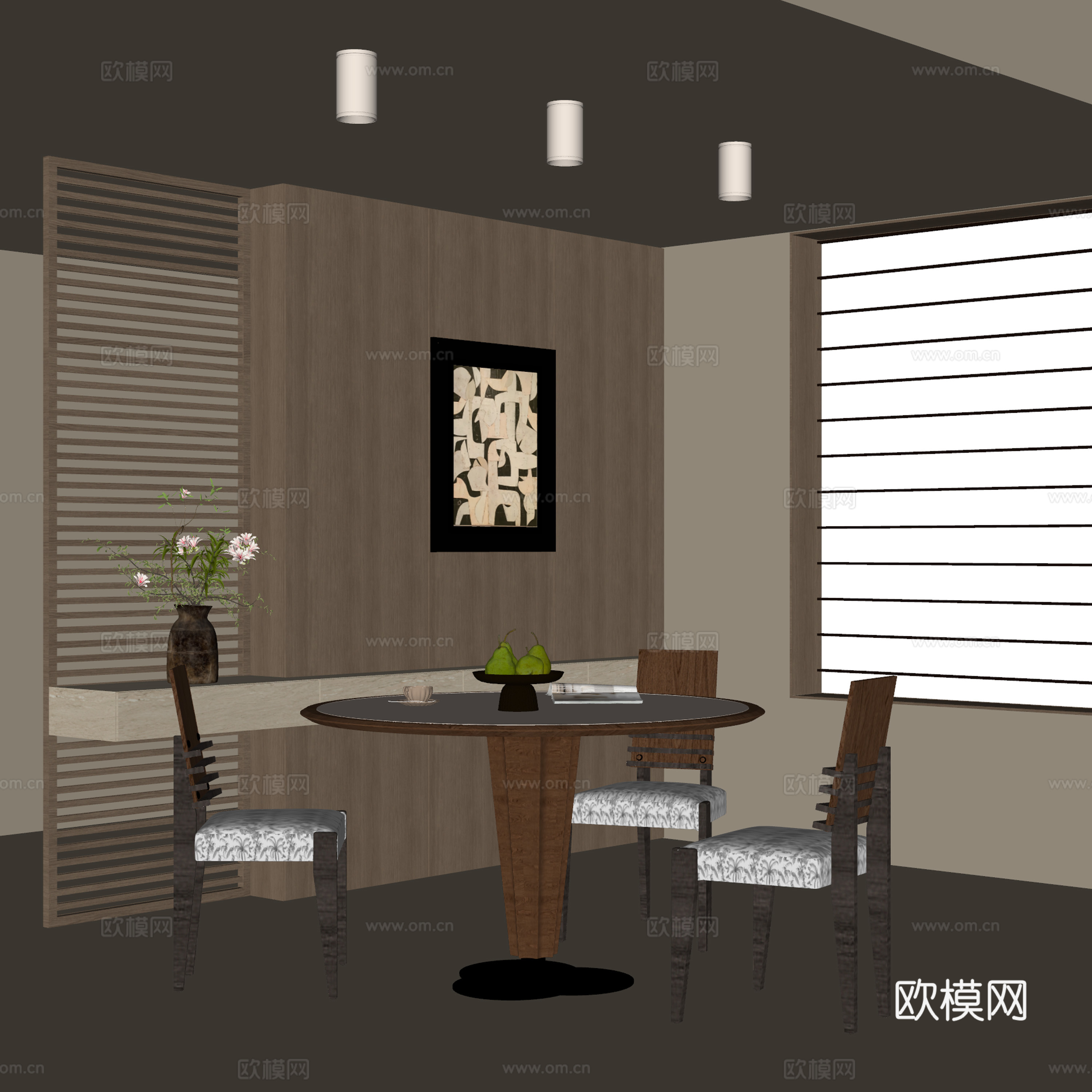 中古风餐厅su模型