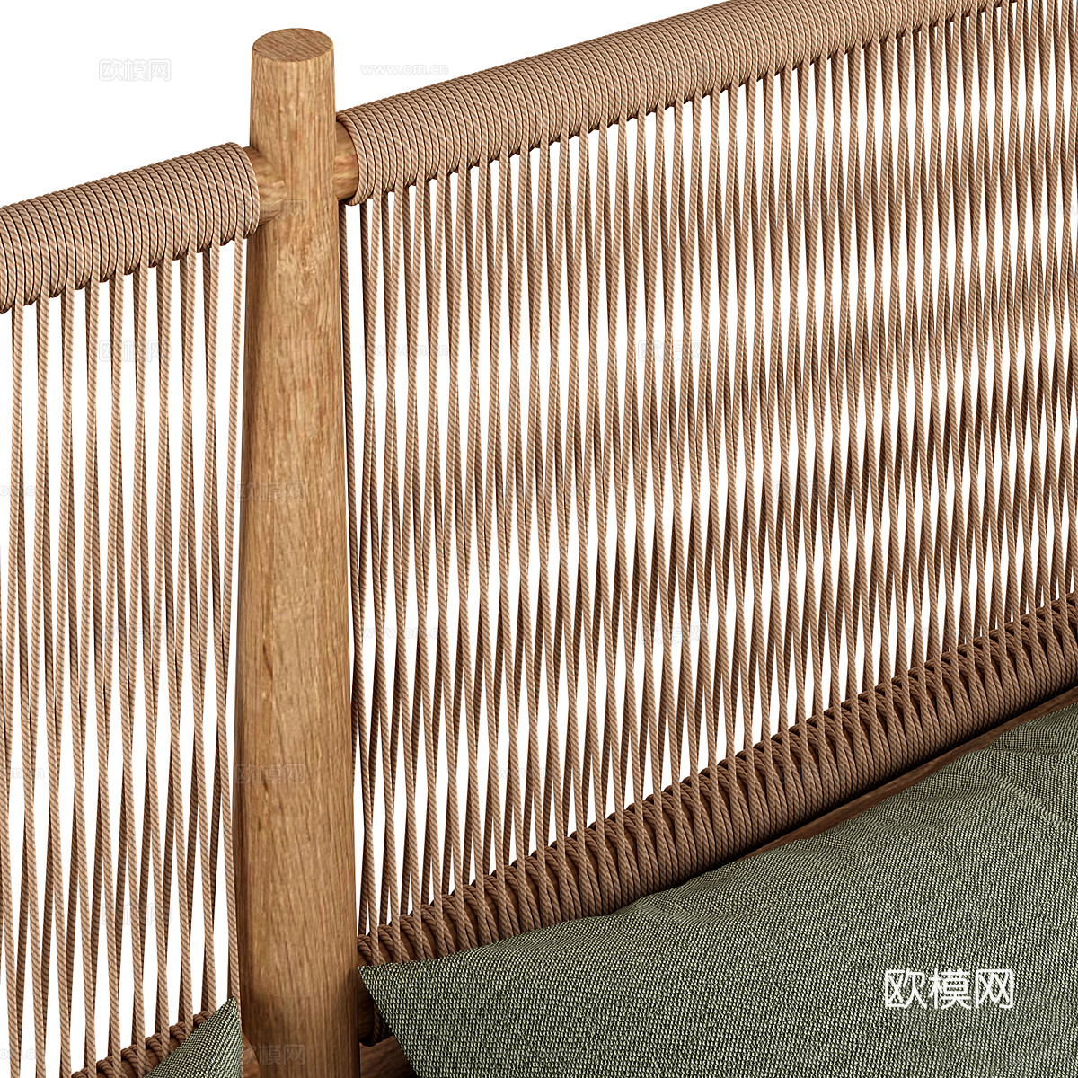 新中式 Malora 藤编双人床3d模型