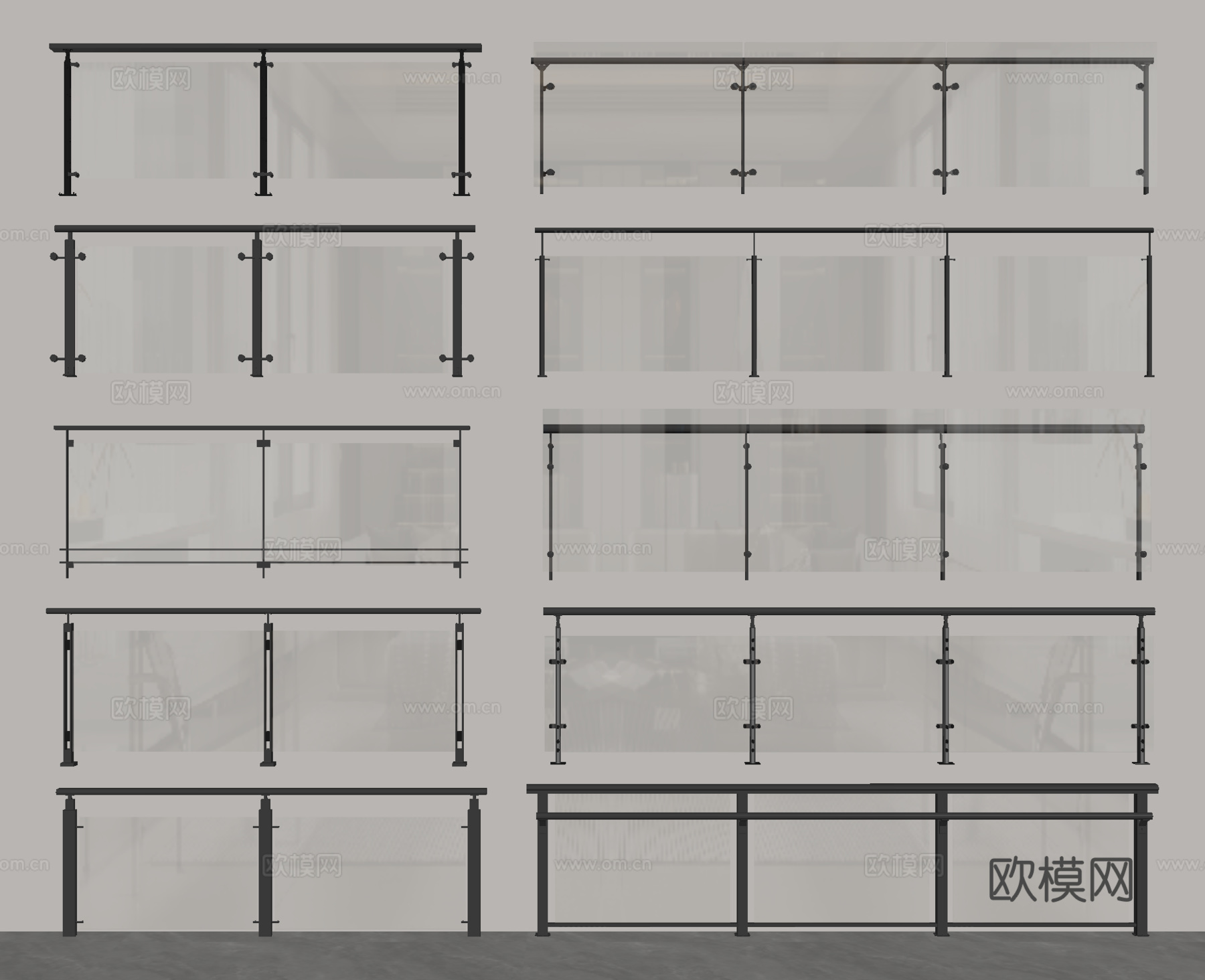 玻璃护栏 玻璃围栏 玻璃栅栏su模型