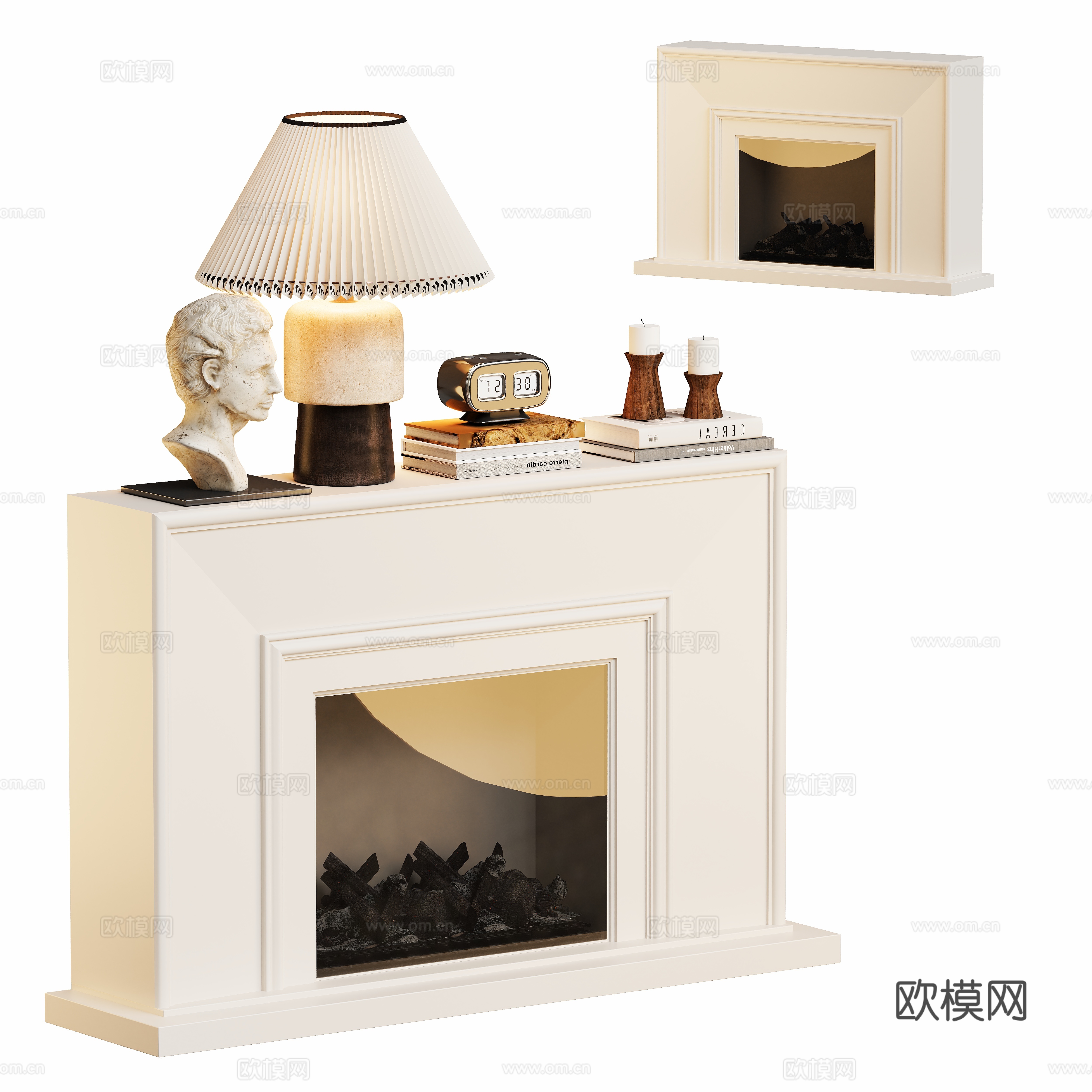 现代法式壁炉装饰摆件3d模型
