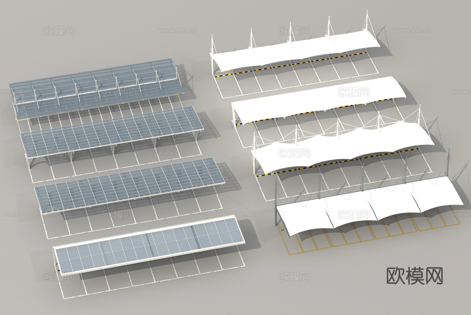 停车场 停车坪 停车棚3d模型
