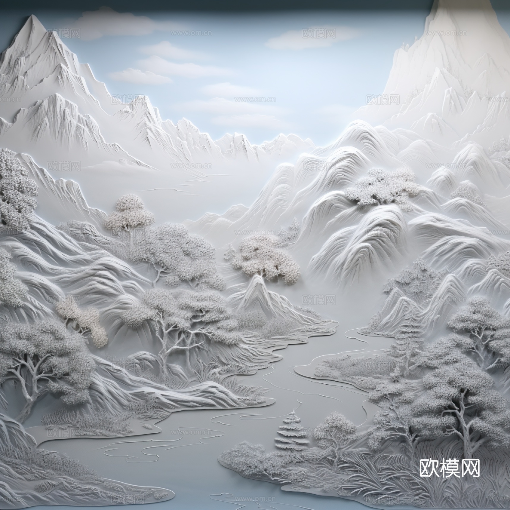 现代壁纸 现代壁画 中式壁画 风景刻画