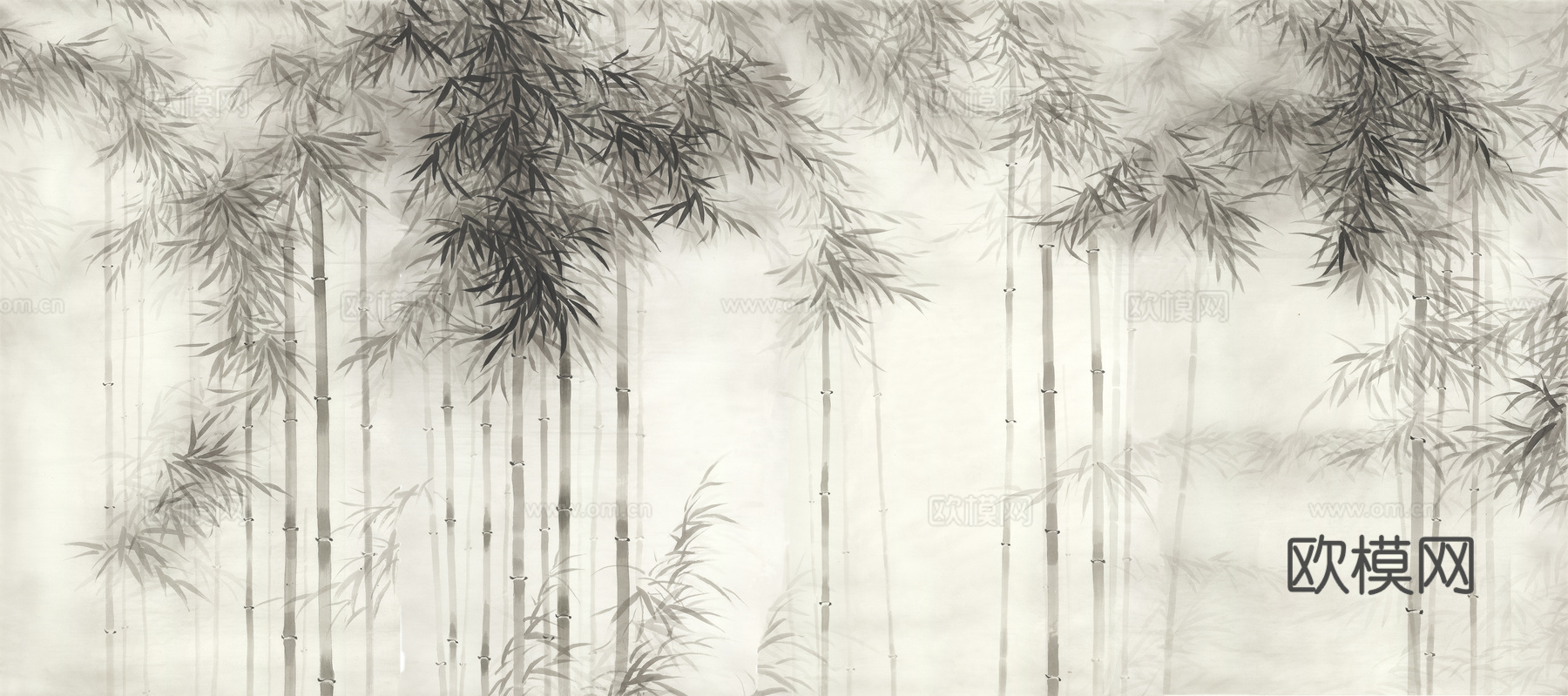 现代水墨壁纸 现代壁画 中式壁画 风景刻画下载