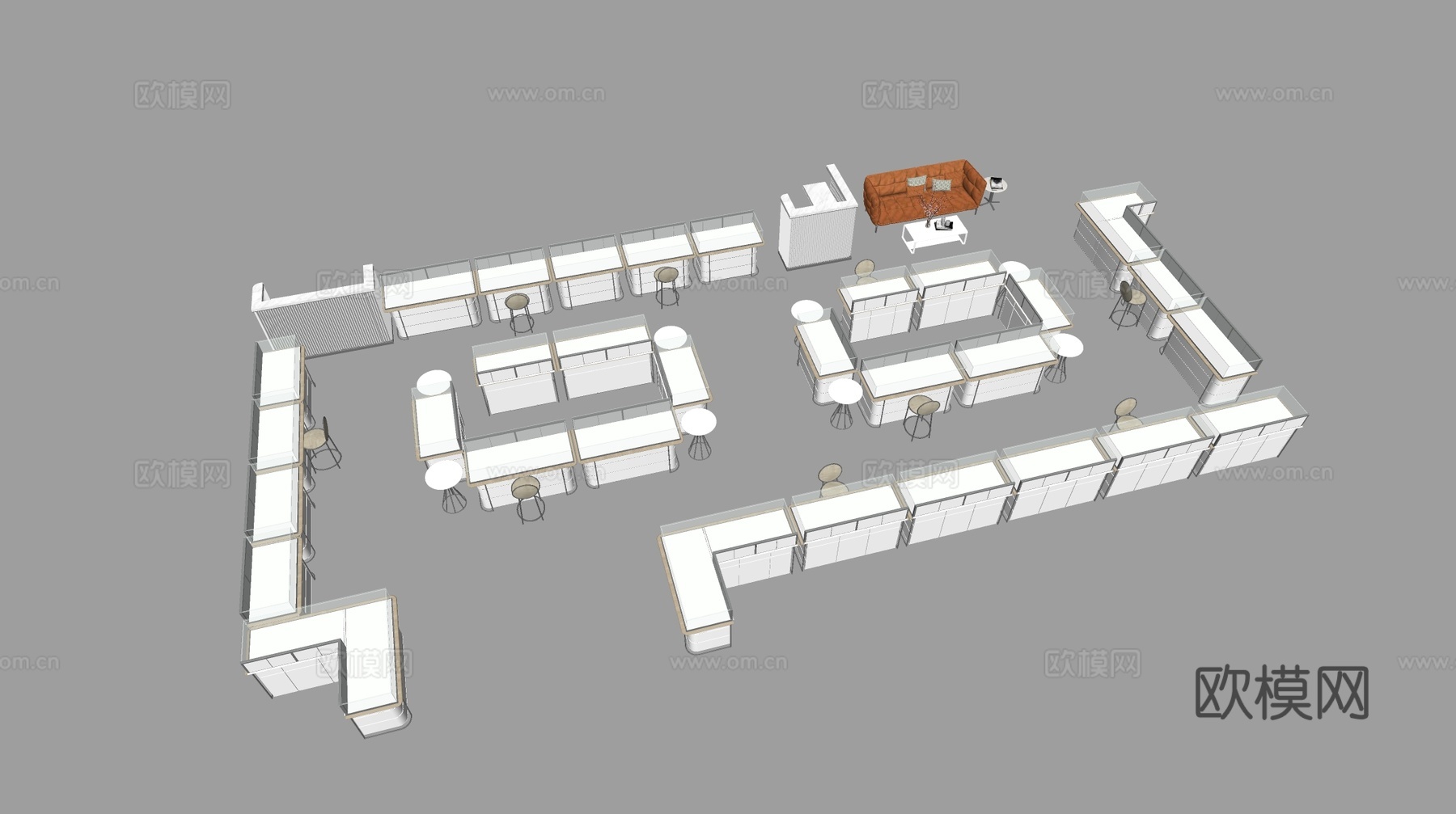 轻奢首饰柜 岛台首饰柜 珠宝展示柜 金店展柜 展示柜su模型
