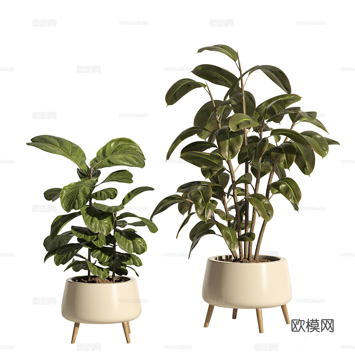 现代奶油风绿植盆景3d模型