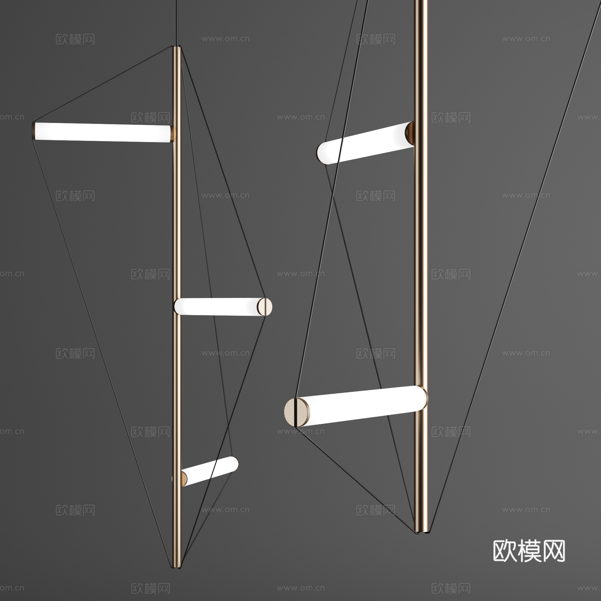 现代意式极简装饰吊灯3d模型