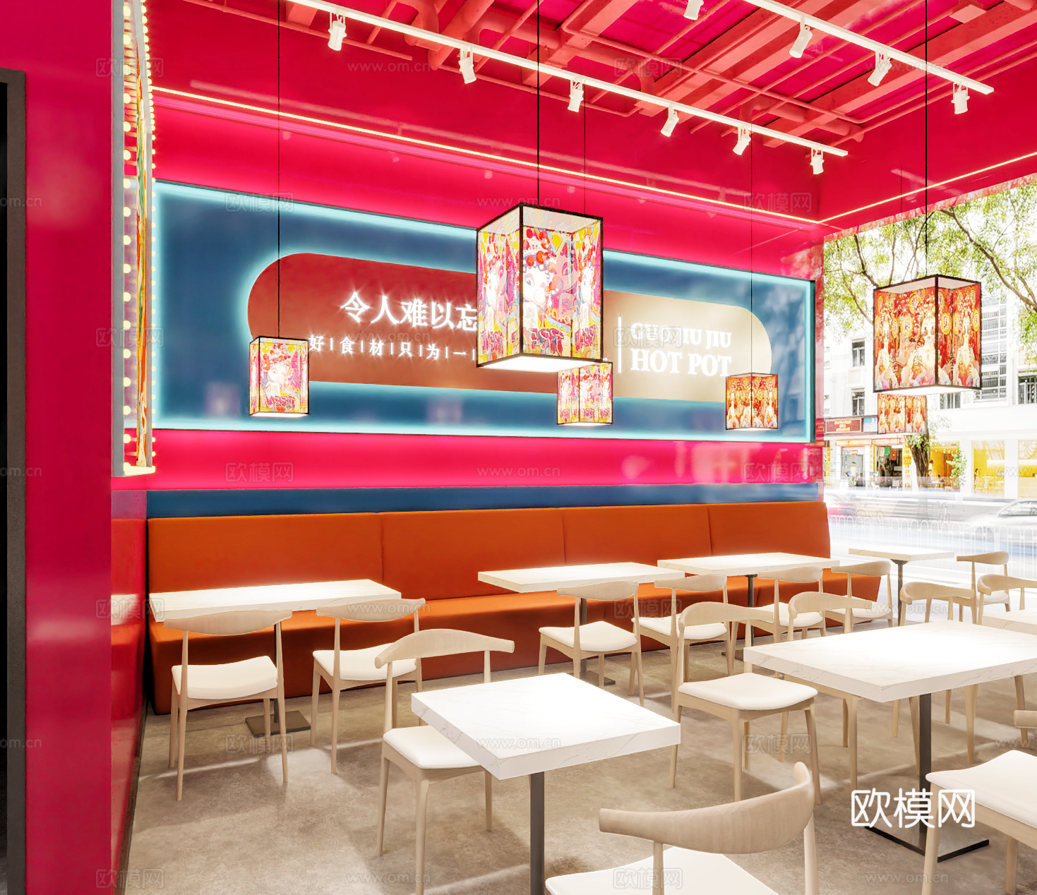 国朝风餐厅免费3d模型下载（渲染图2）