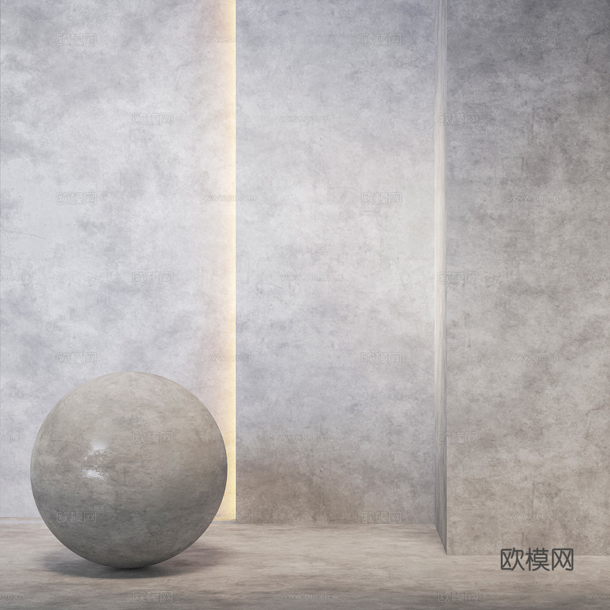 现代微水泥墙面 混凝土墙面3d模型