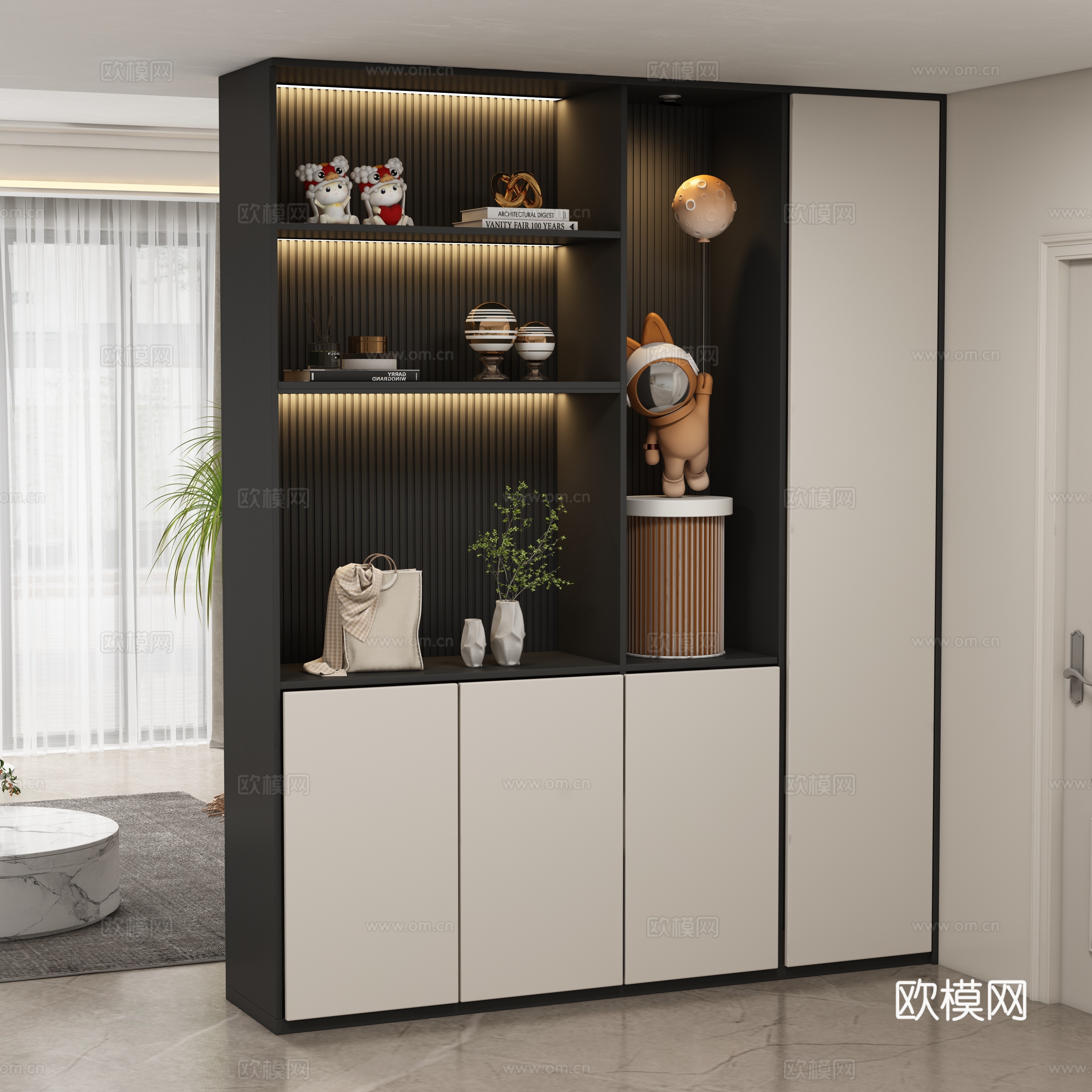 现代玄关柜 隔断su模型