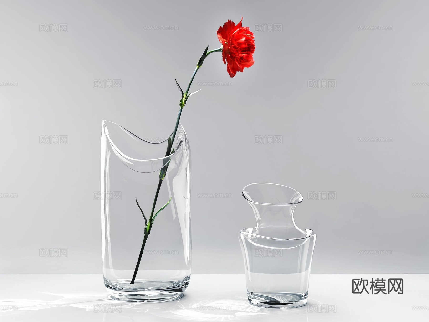 现代玻璃花瓶摆件 花艺摆件3d模型