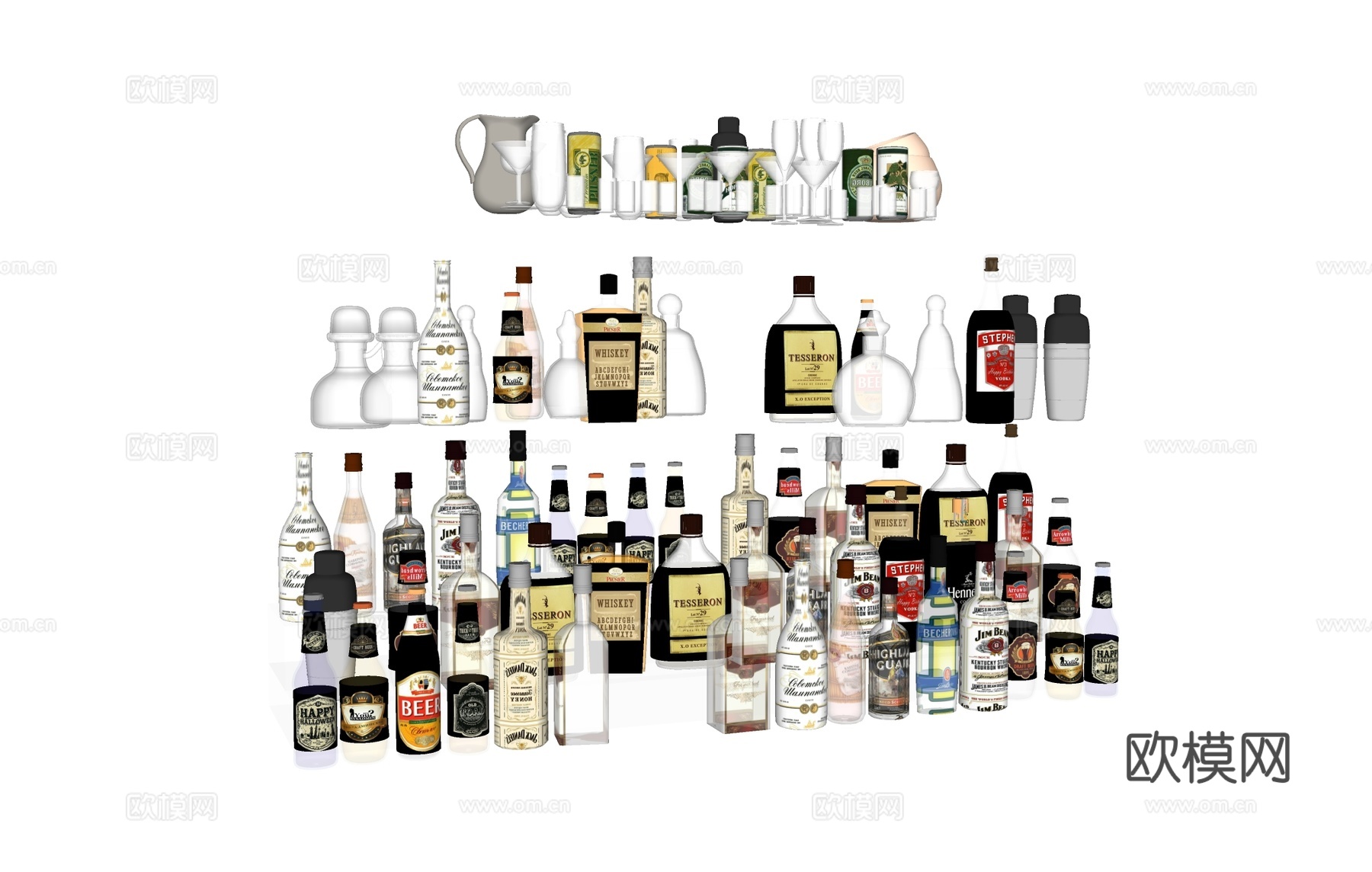 酒具酒瓶酒杯su模型