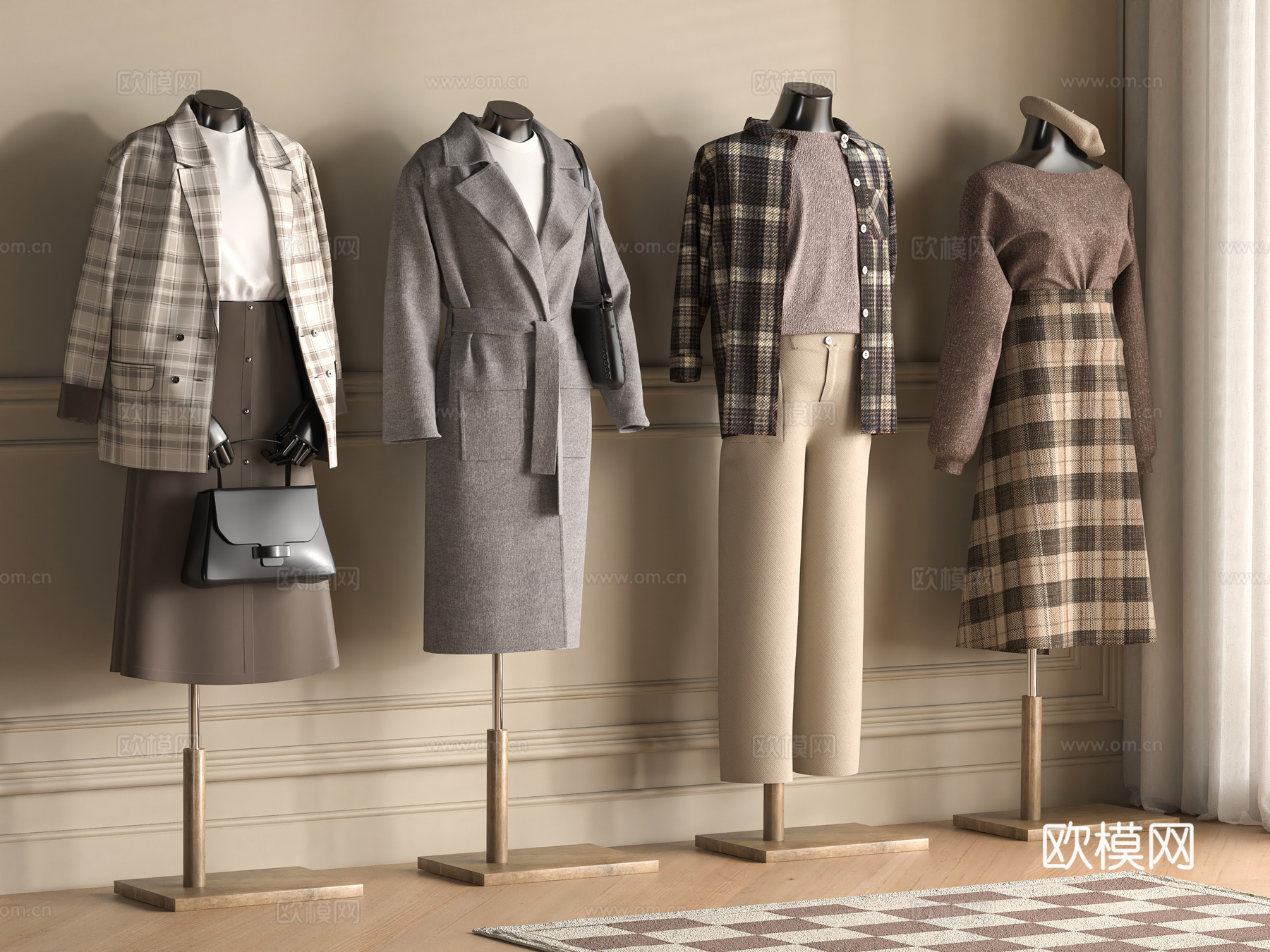 现代女装模特 女装 男装模特 男装 服装店 道具 服装模特su模型