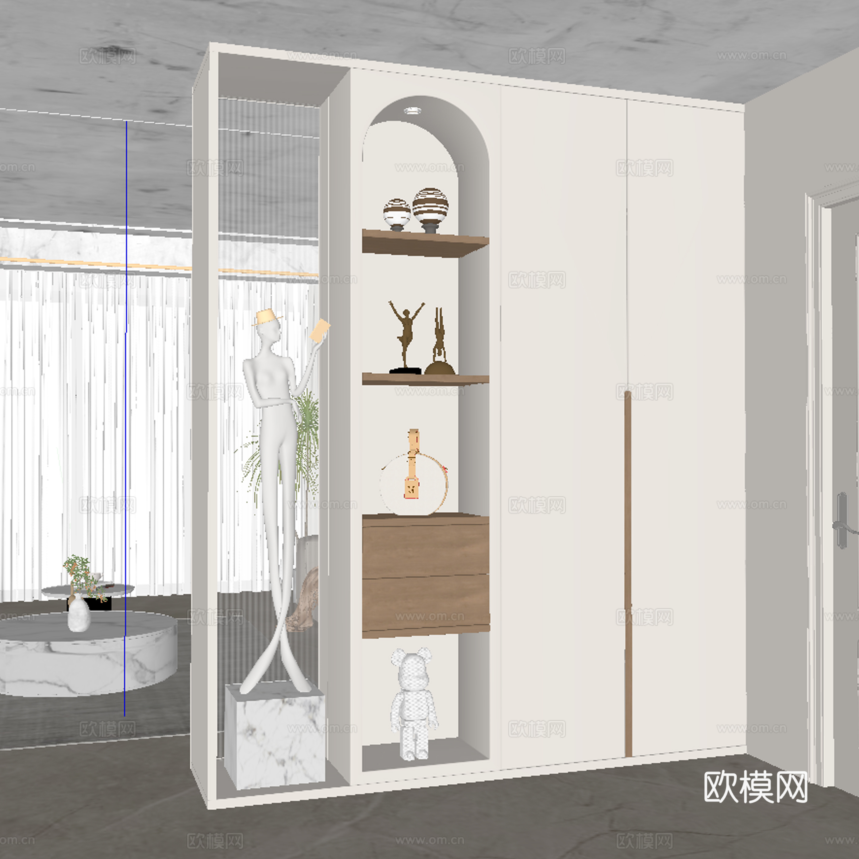 现代玄关柜 隔断su模型