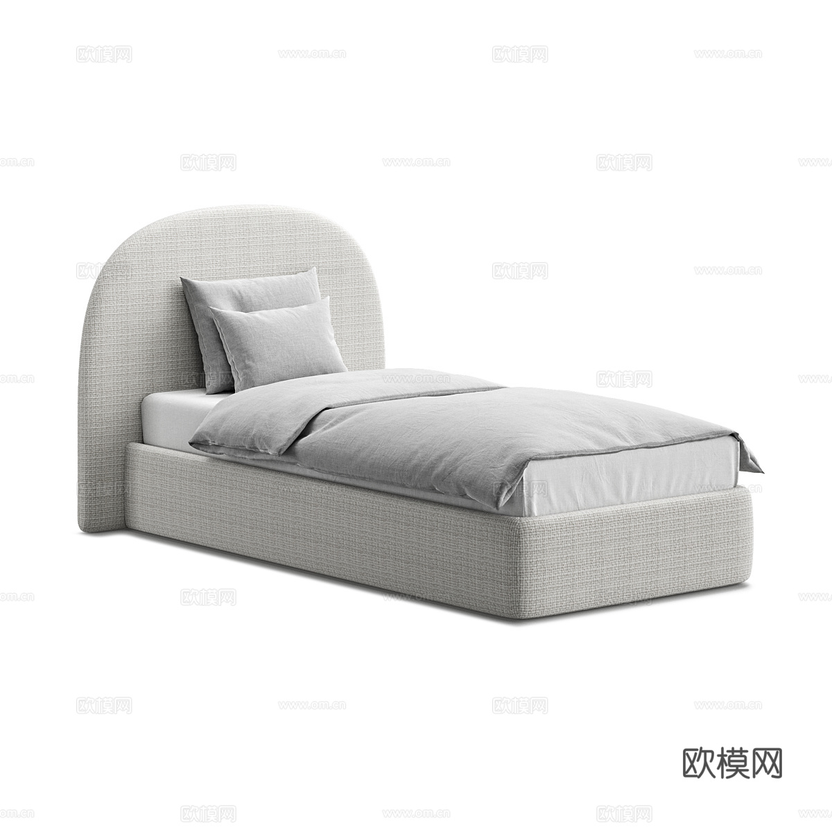 现代简约单人床 单人床 抱枕3d模型