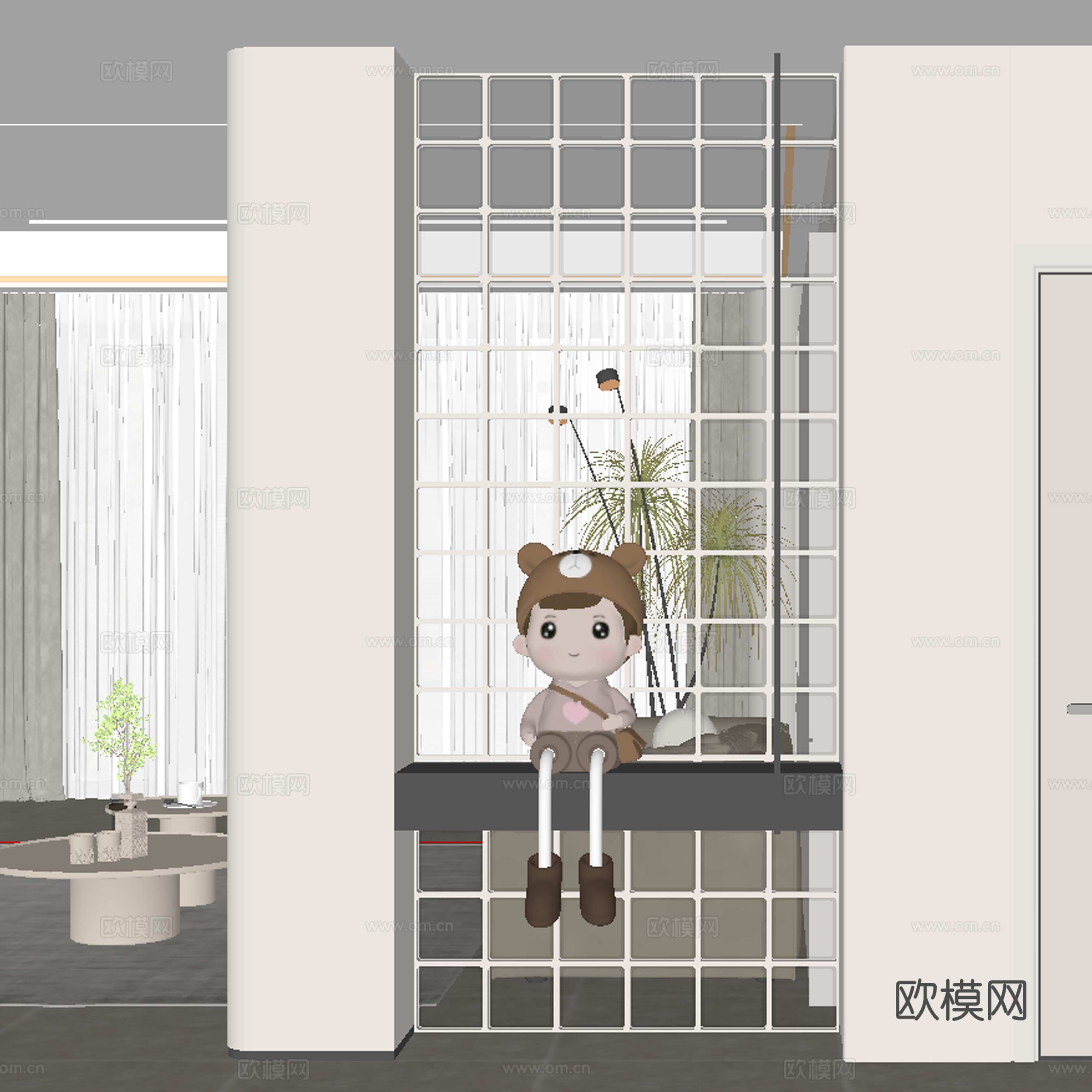 玄关过道 隔断su模型