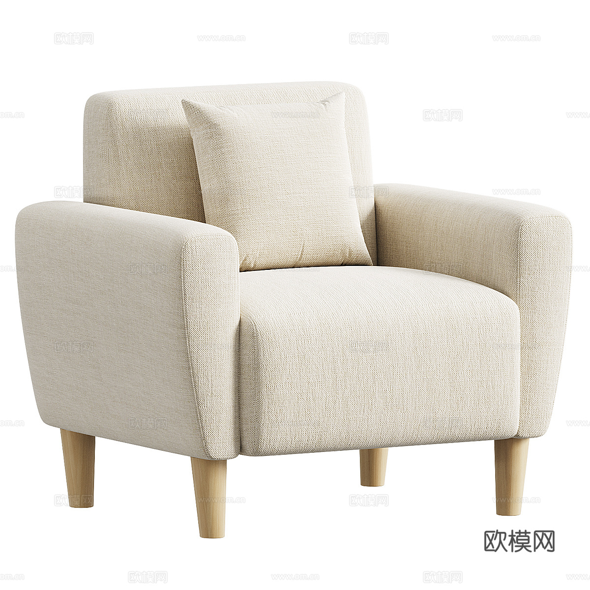 现代奶油风布艺休闲椅3d模型