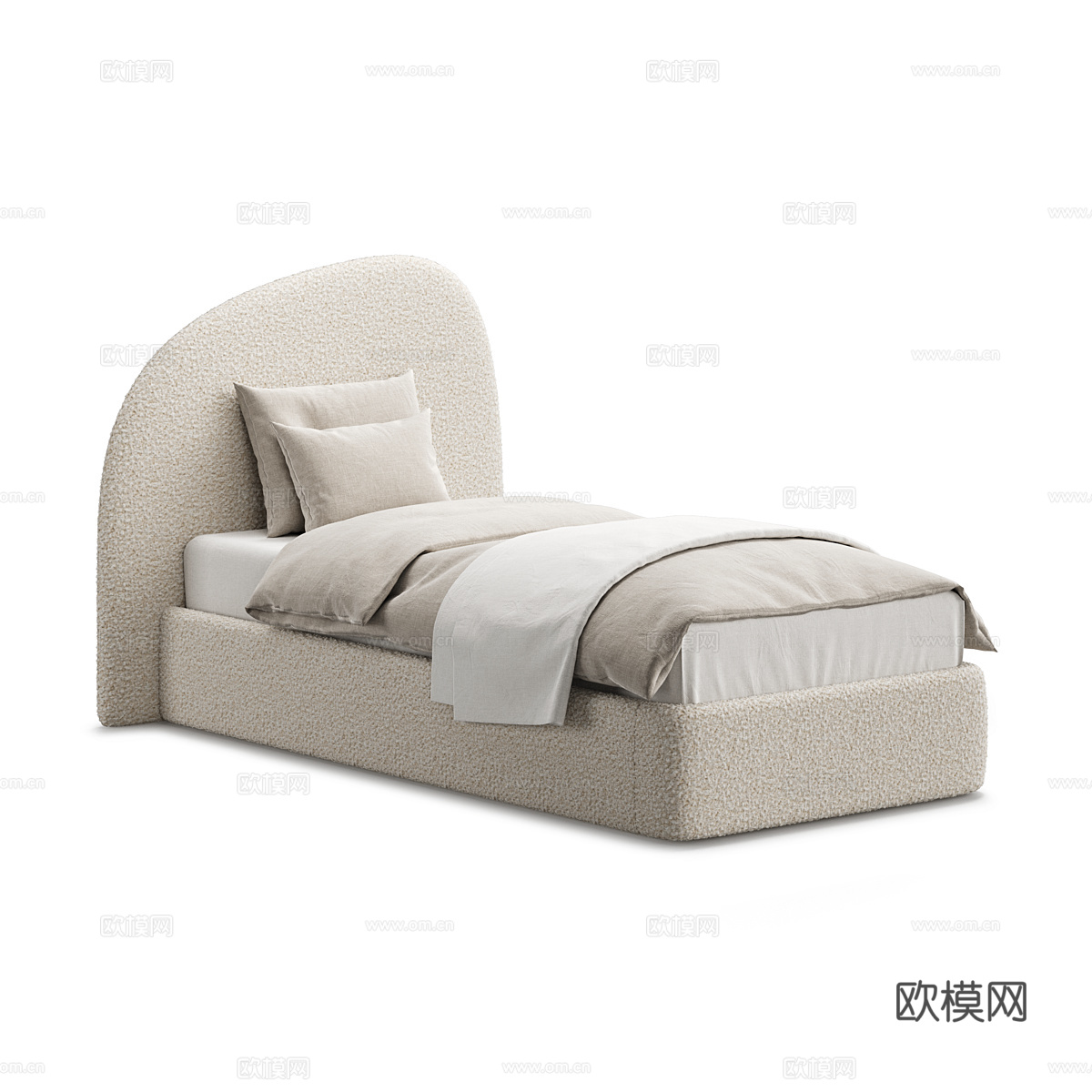 现代简约单人床 单人床 简约床 卧室床 抱枕3d模型