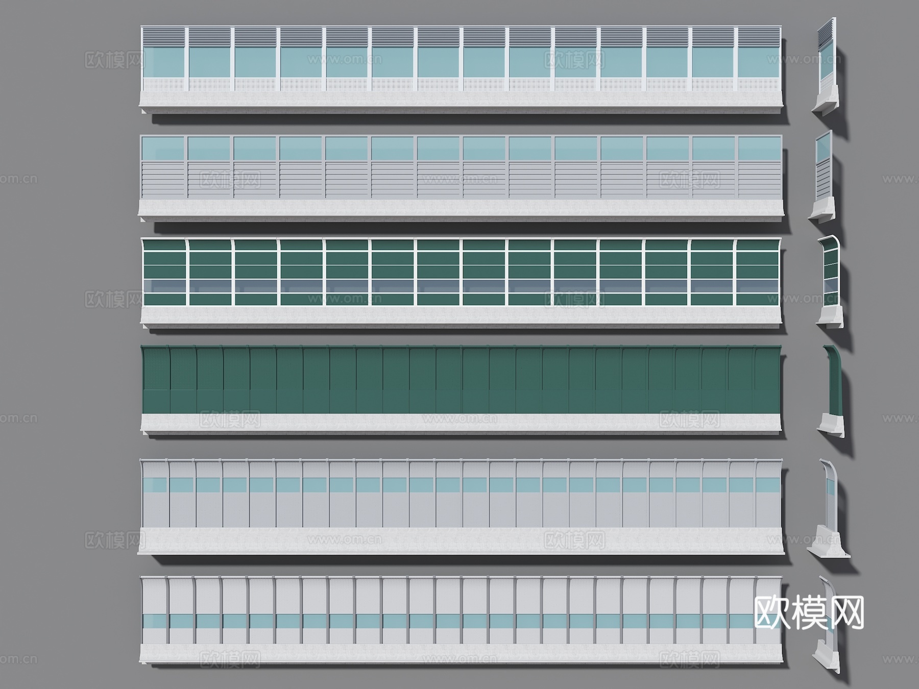 高速隔音板 声屏障 道路配件 隔音屏 隔音板 交通配件3d模型
