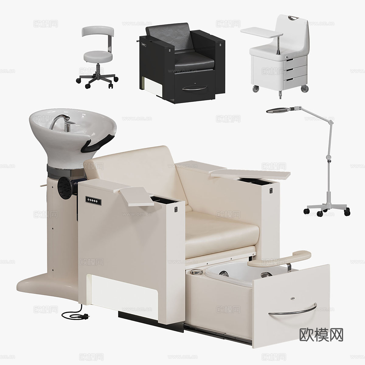 现代美容美发器材3d模型