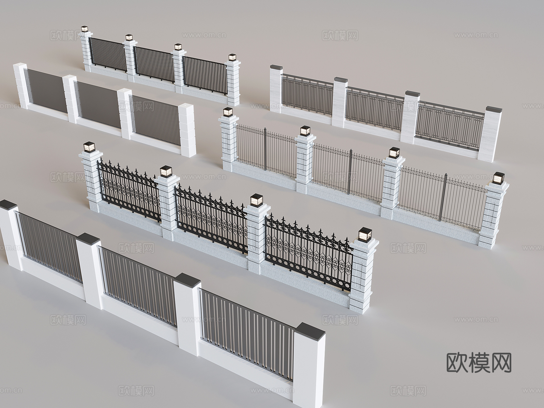 铁艺围栏防护栏 庭院栏杆围挡围墙3d模型