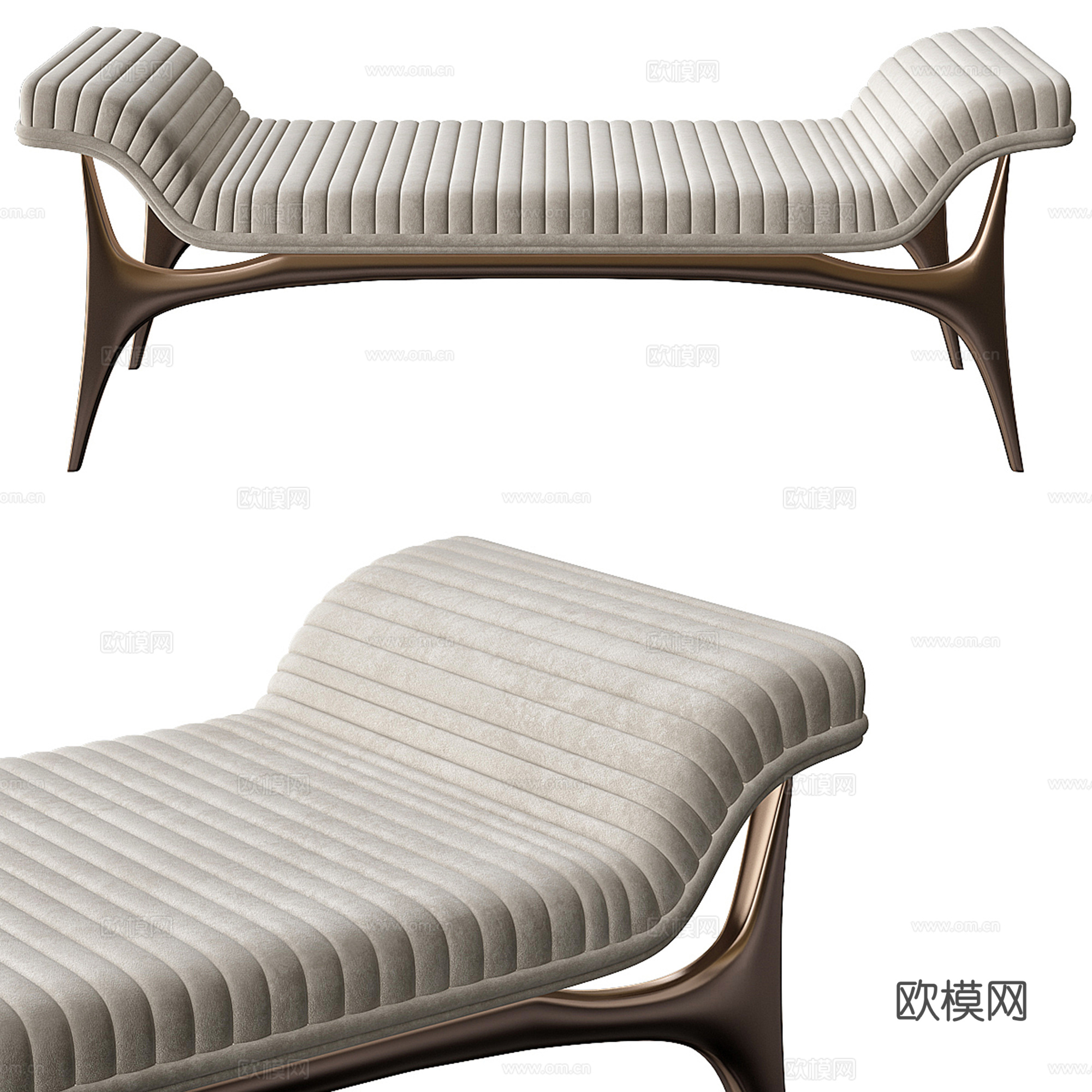 现代轻奢床尾凳 长凳 矮凳3d模型