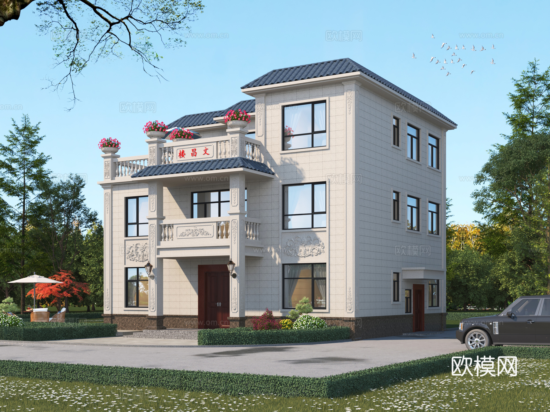 简欧 独栋别墅 欧式别墅 别墅住宅楼 小洋楼3d模型