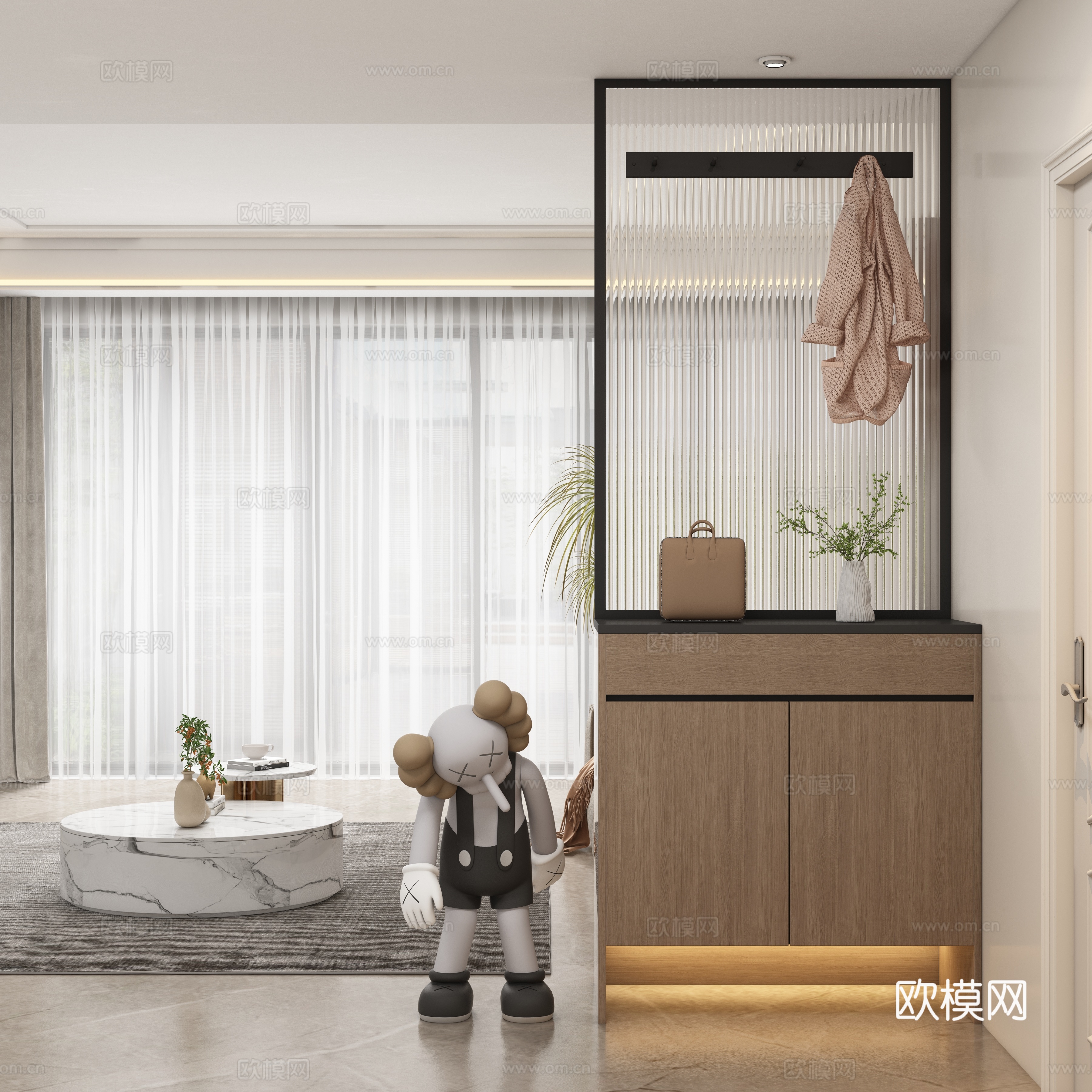 现代玄关柜 隔断su模型