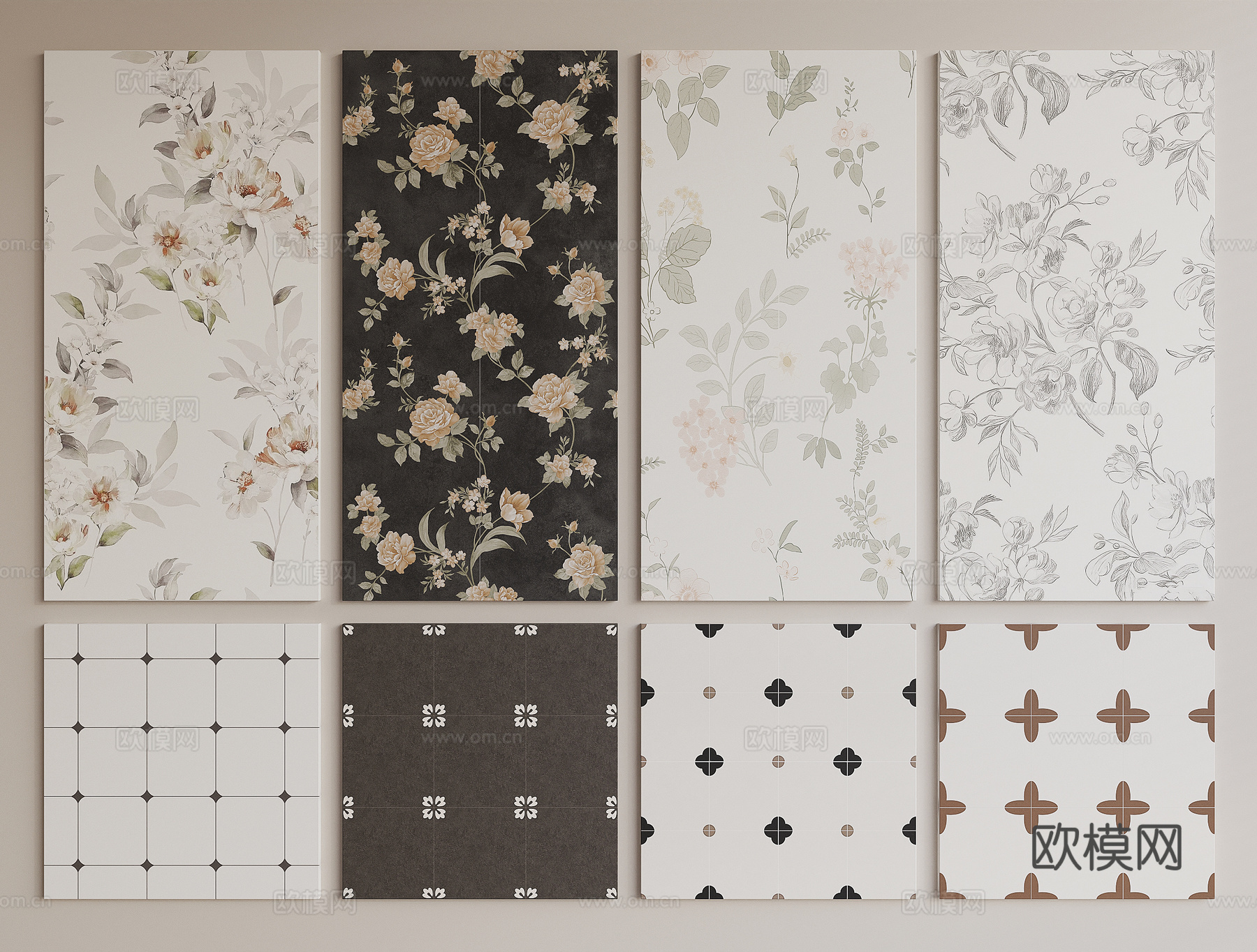 法式花砖su模型