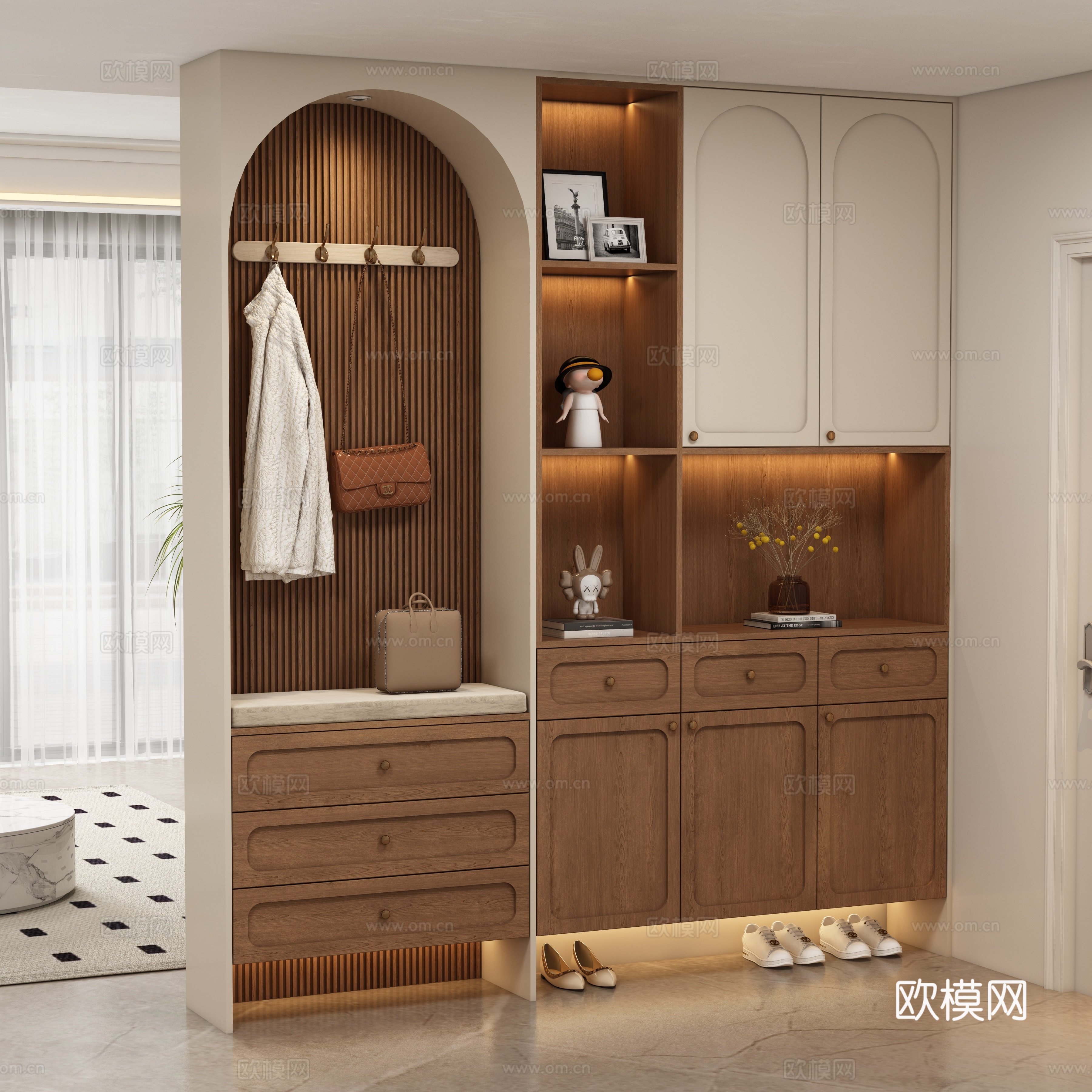 现代玄关柜 隔断su模型