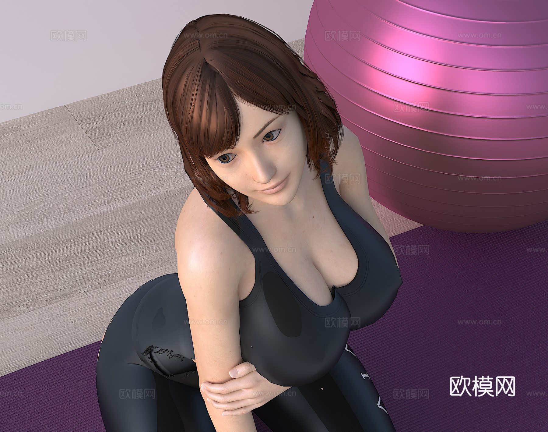 现代女人 人物 美女 瑜伽模特 健身女孩su模型