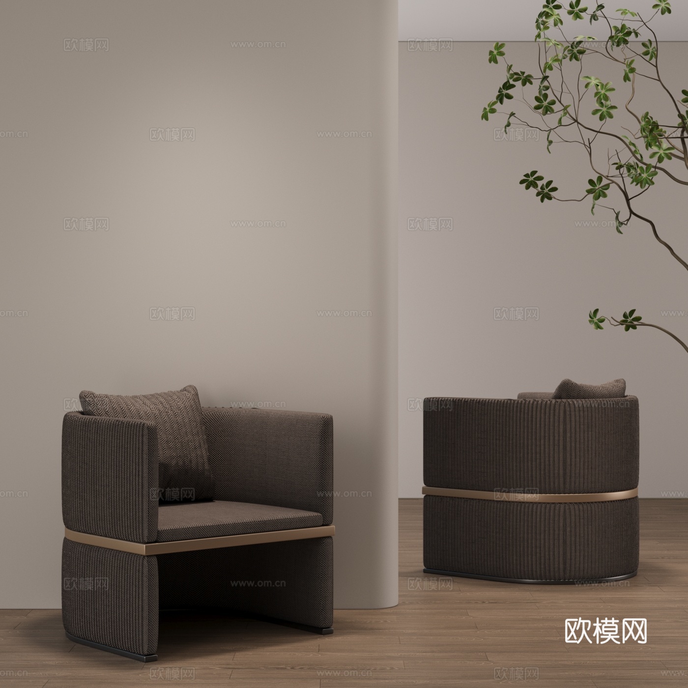 现代单人沙发 布艺沙发 轻奢单人沙发3d模型