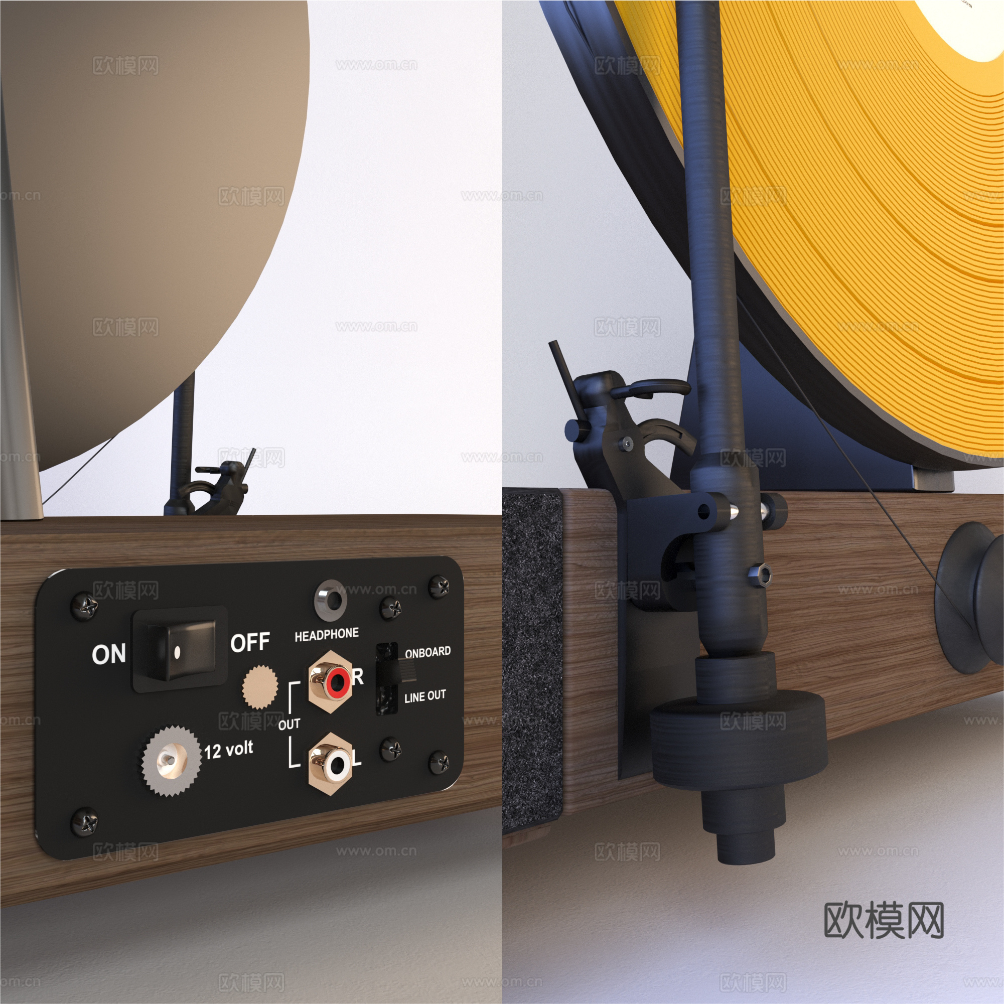 美式复古 Floating Record 电唱机3d模型