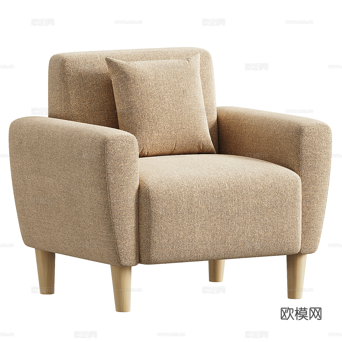 现代奶油风布艺休闲椅3d模型