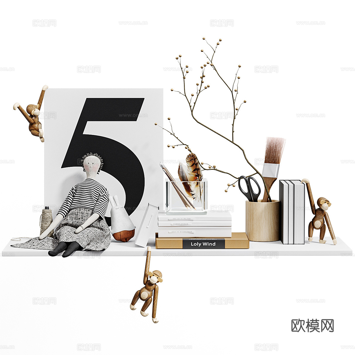 现代书籍饰品摆件3d模型