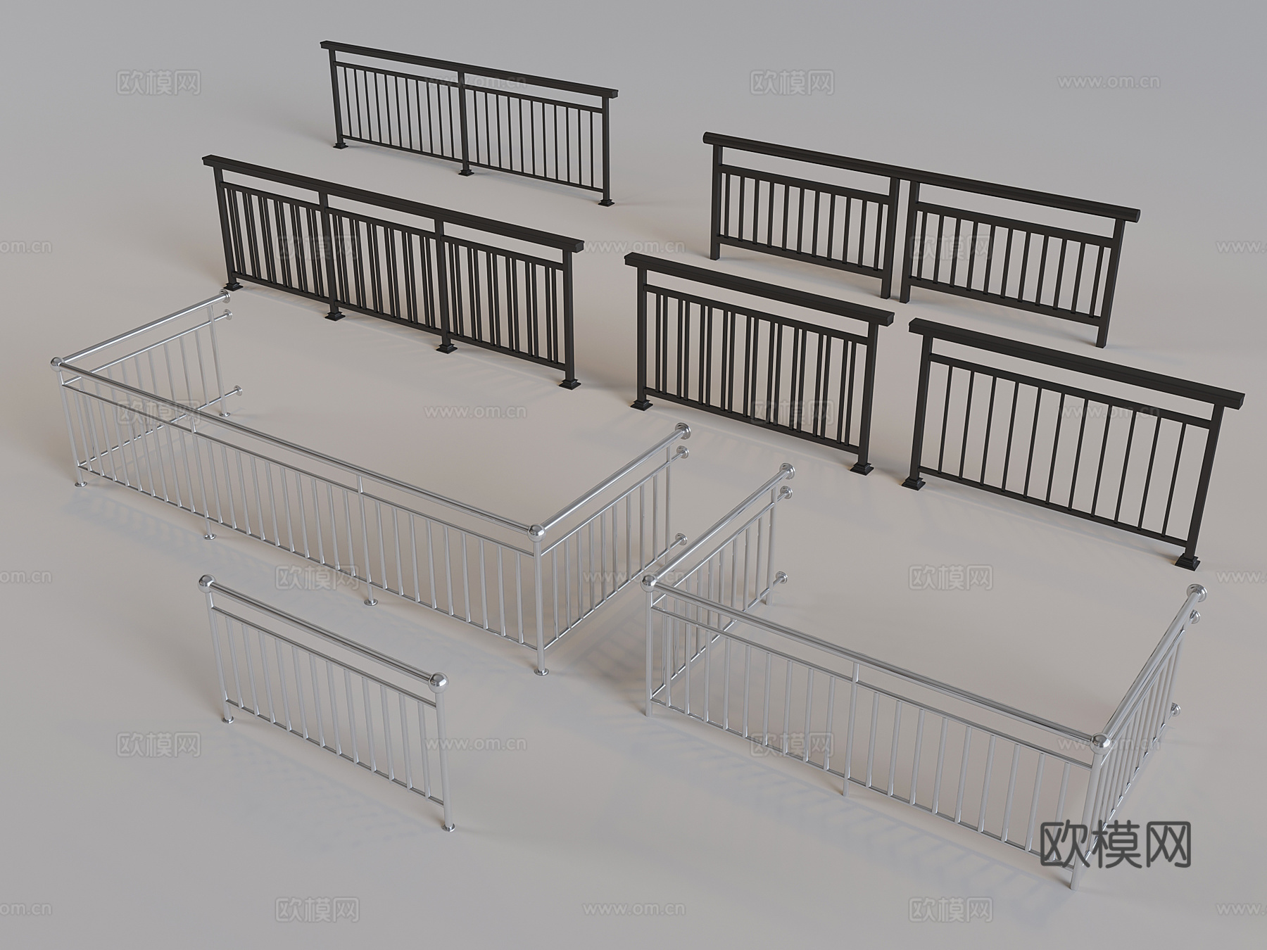 不锈钢围栏防护栏 铁艺楼梯栏杆护栏3d模型