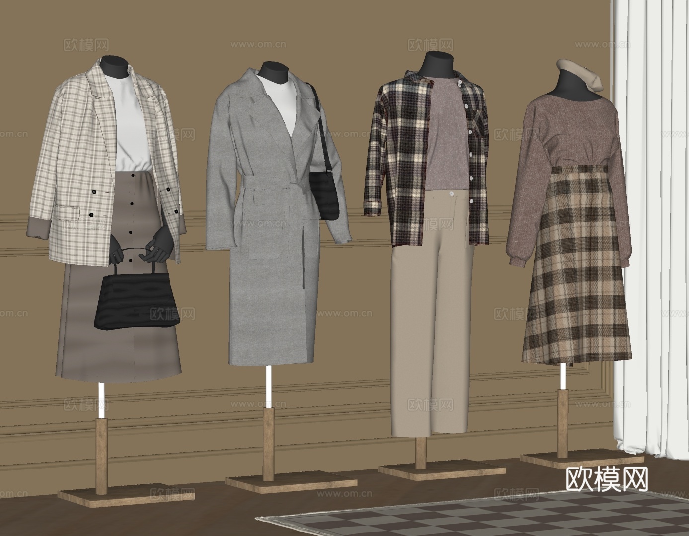 现代女装模特 女装 男装模特 男装 服装店 道具 服装模特su模型