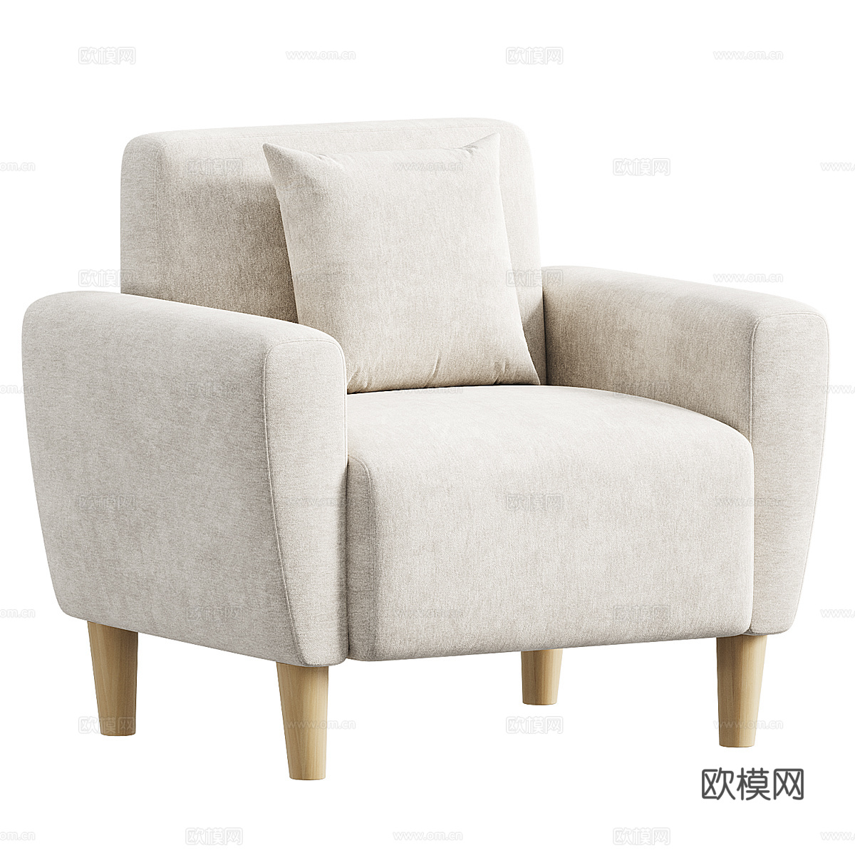 现代奶油风布艺休闲椅3d模型