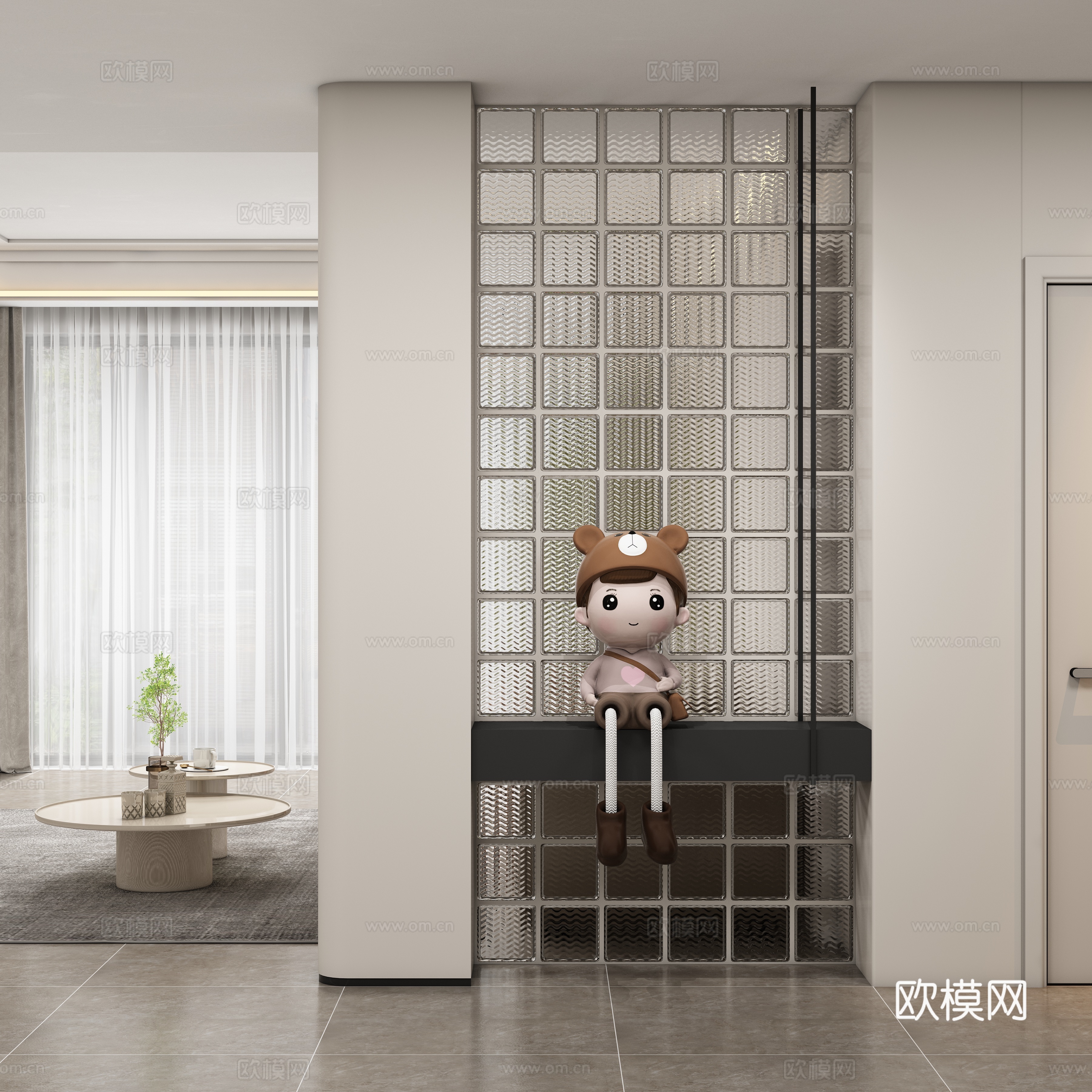 玄关过道 隔断su模型