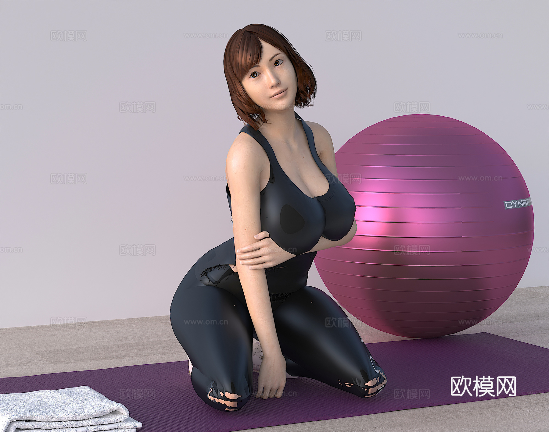 现代女人 人物 美女 瑜伽模特 健身女孩su模型
