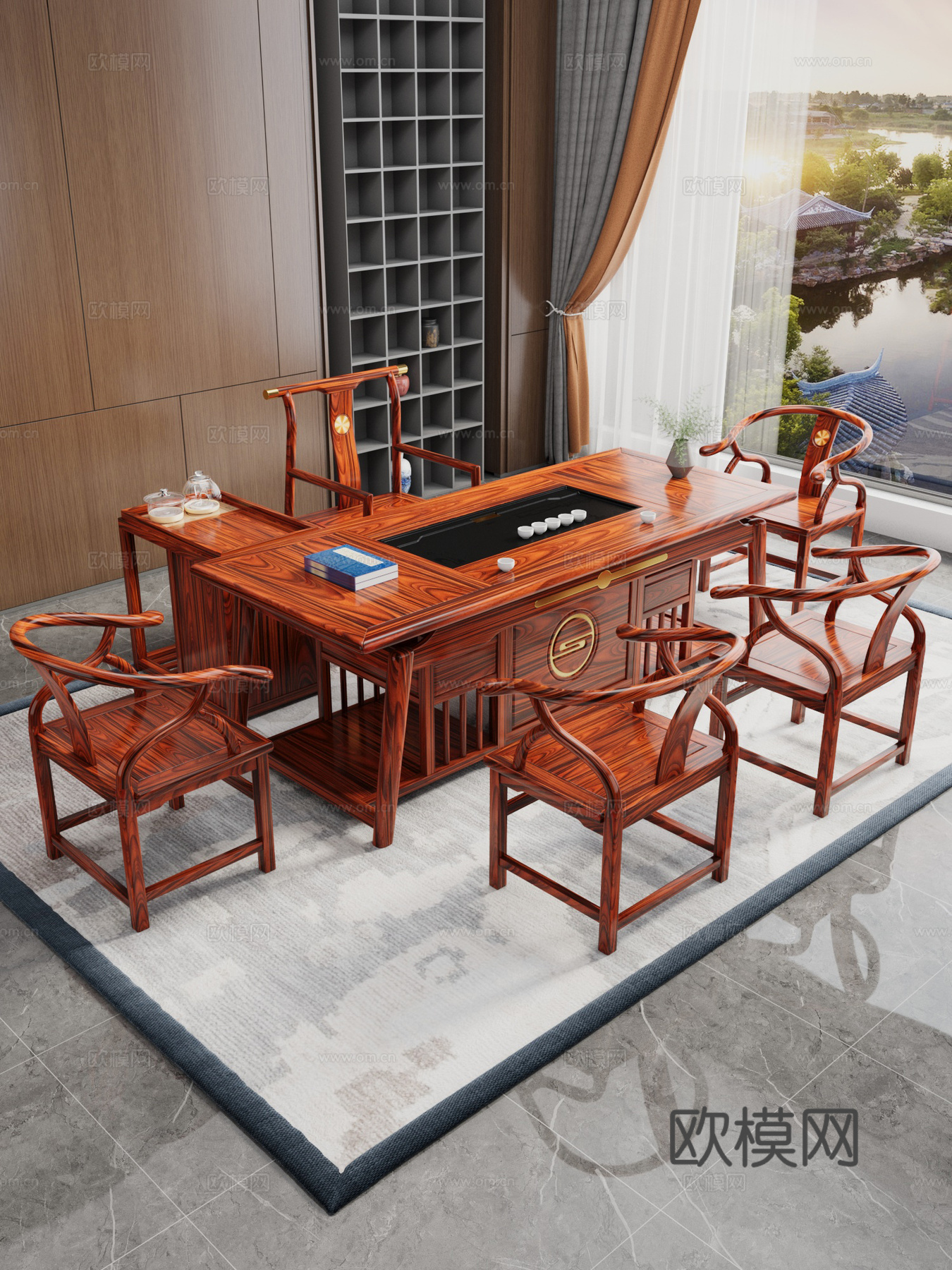 茶台桌椅组合3d模型