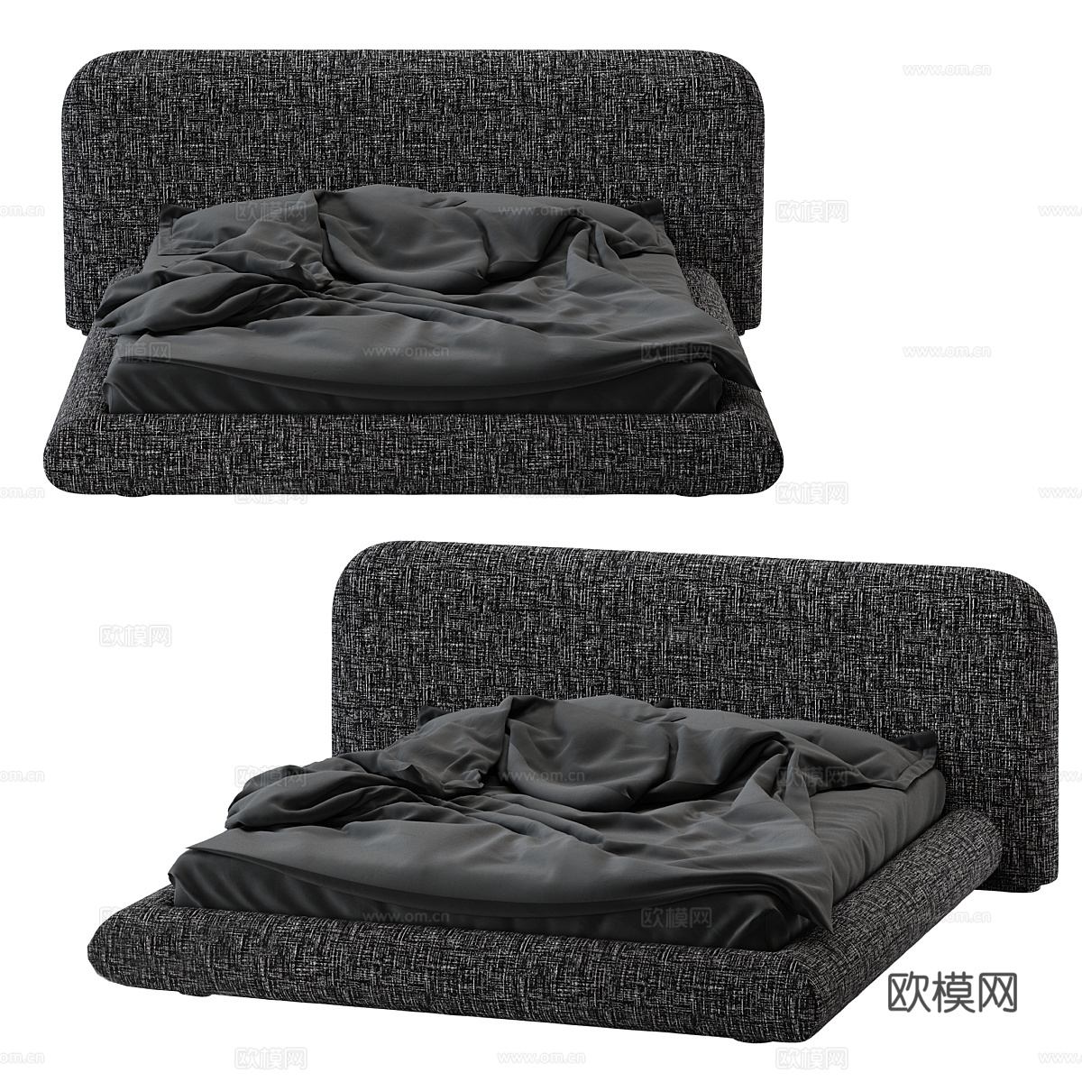现代简约双人床 双人床 简约床 卧室床 单人床3d模型