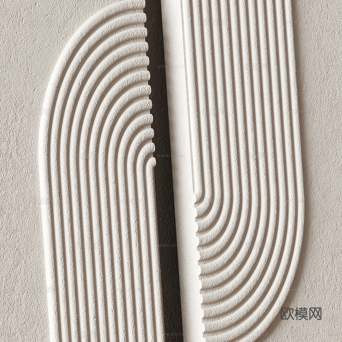 新中式侘寂浅浮雕挂饰 石膏挂件3d模型