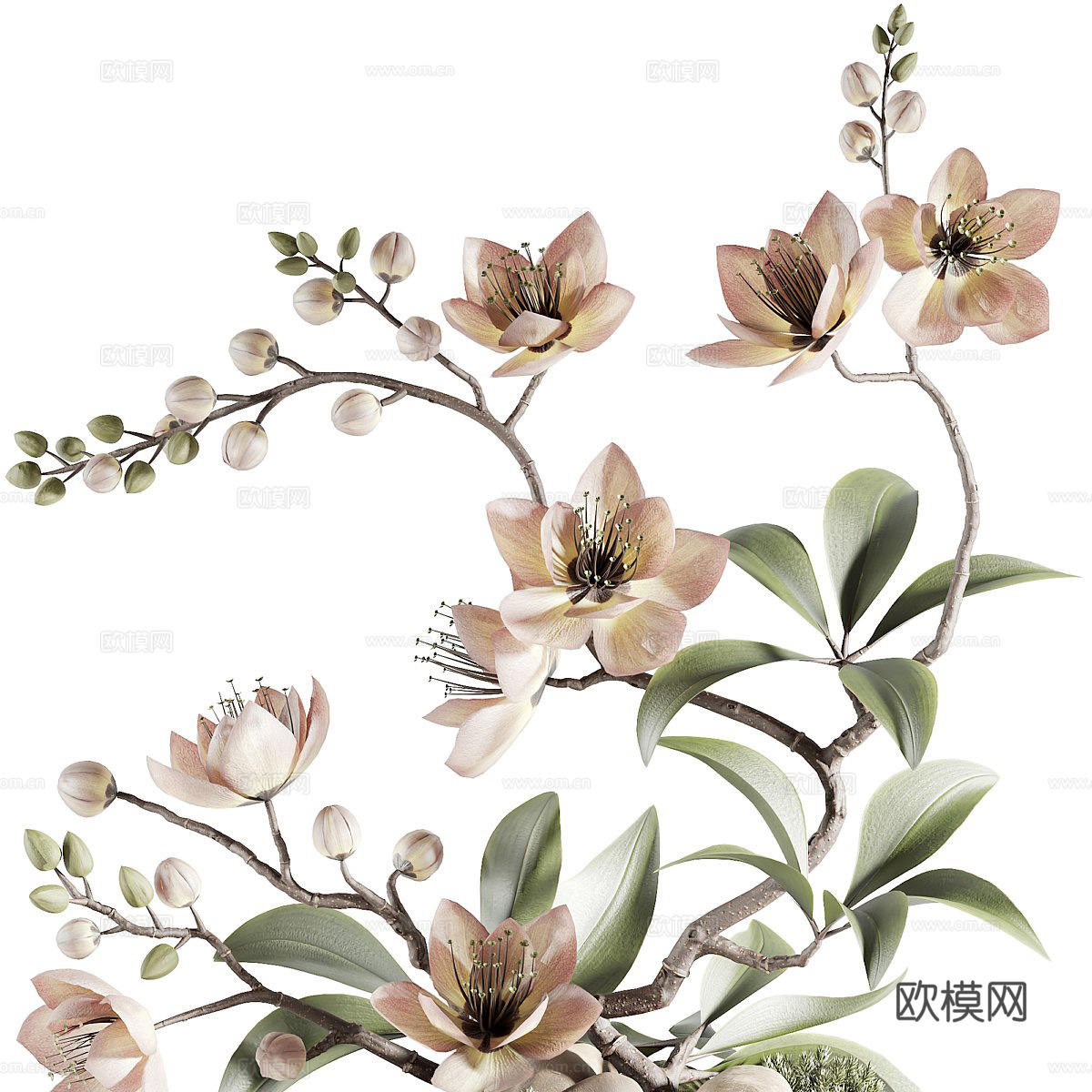 新中式花艺摆件 盆景盆栽 景观盆栽摆件 绿植3d模型