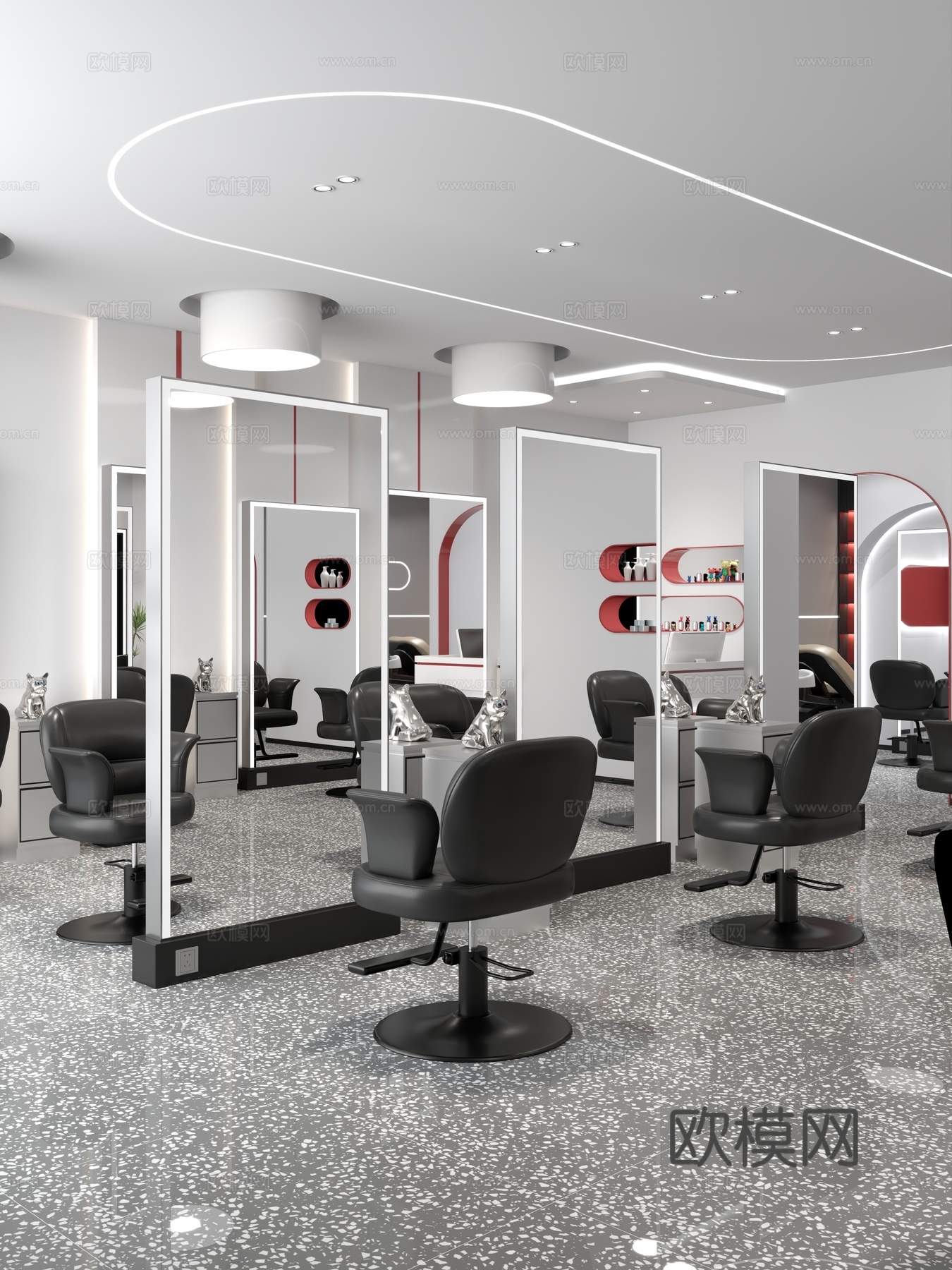 理发店 理发桌椅3d模型