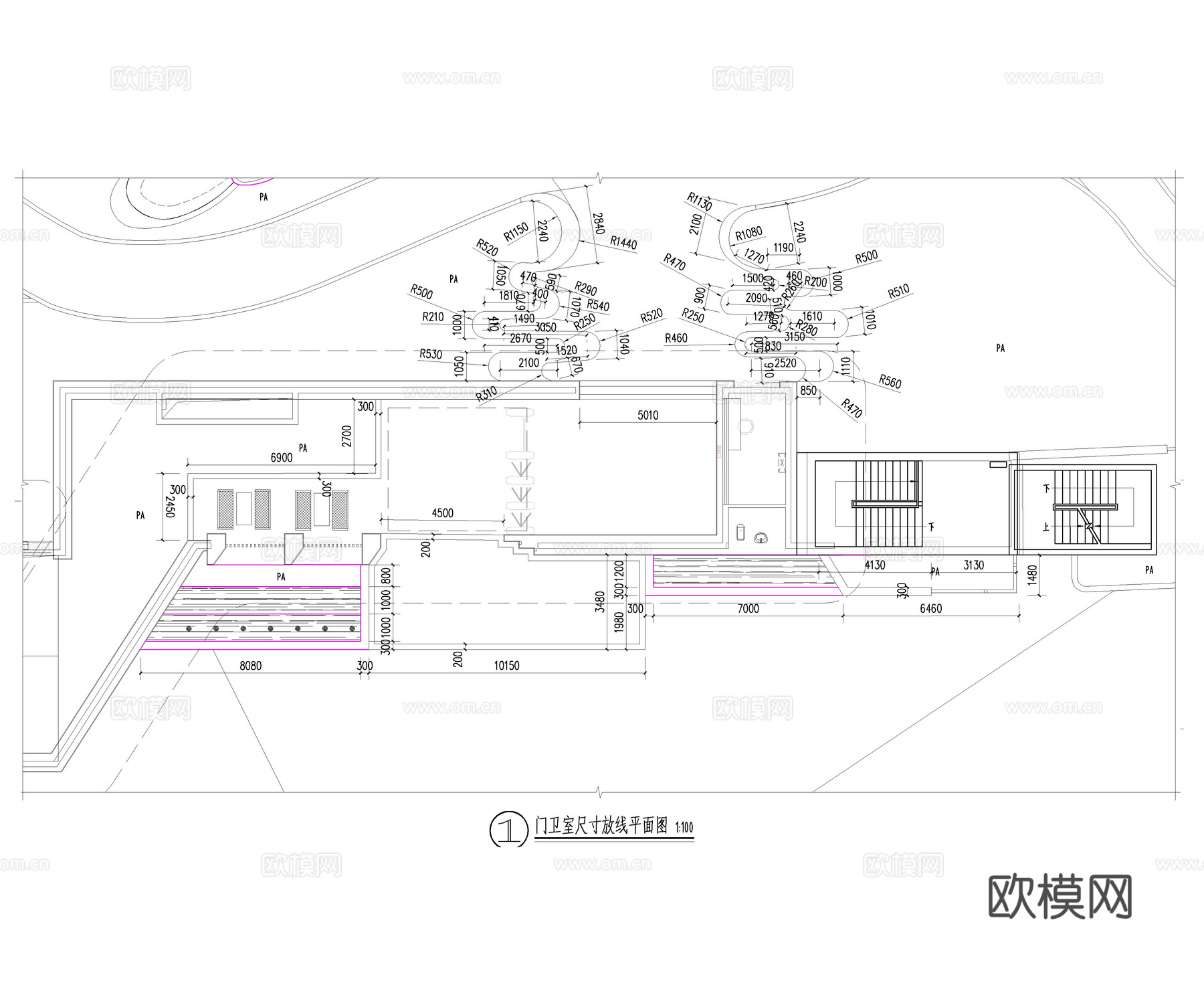 入口水景 展示区水景cad施工图