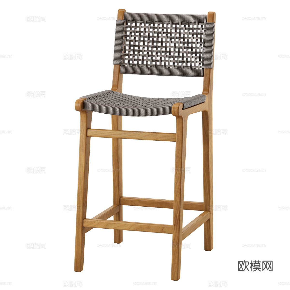 北欧简约吧椅 吧椅 简约吧凳 藤编吧凳3d模型