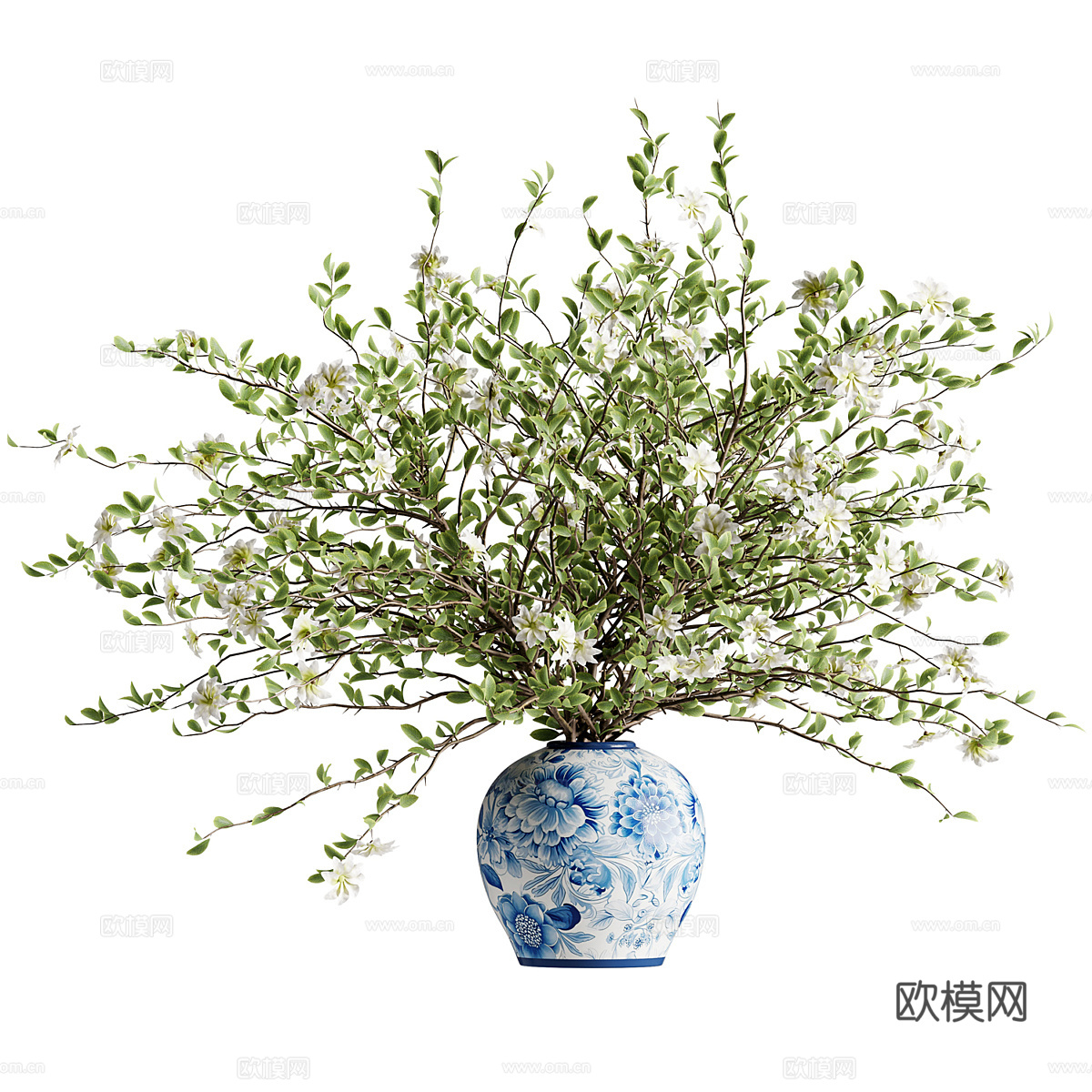 新中式花瓶花艺3d模型