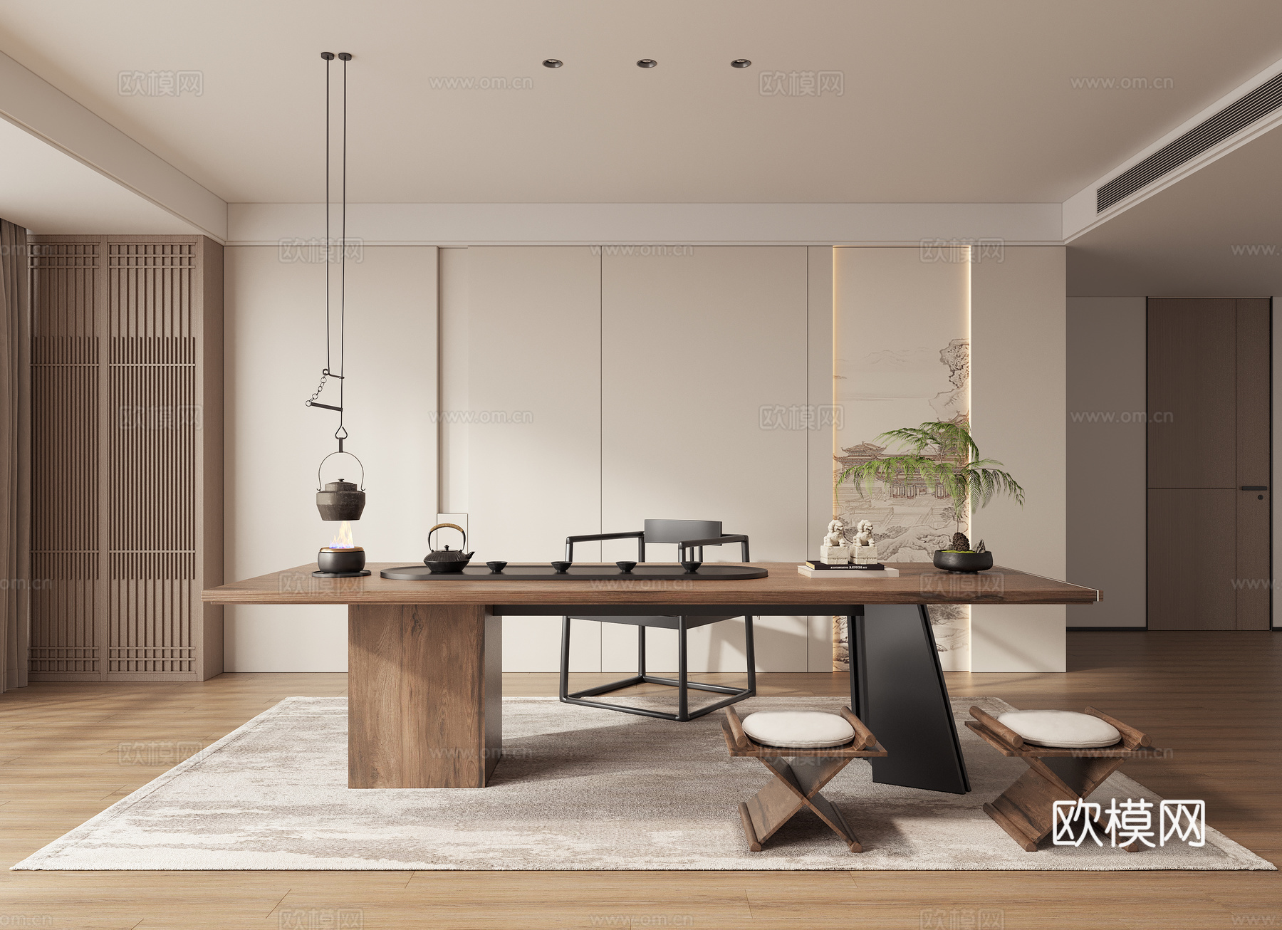 新中式禅意茶室 泡茶桌3d模型