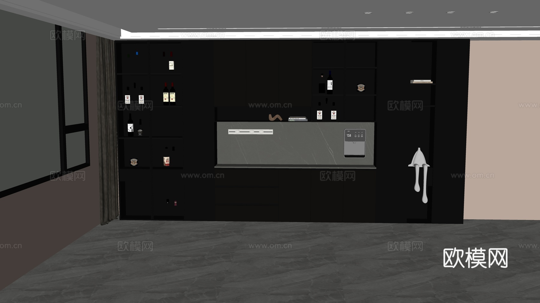 现代意式酒柜su模型