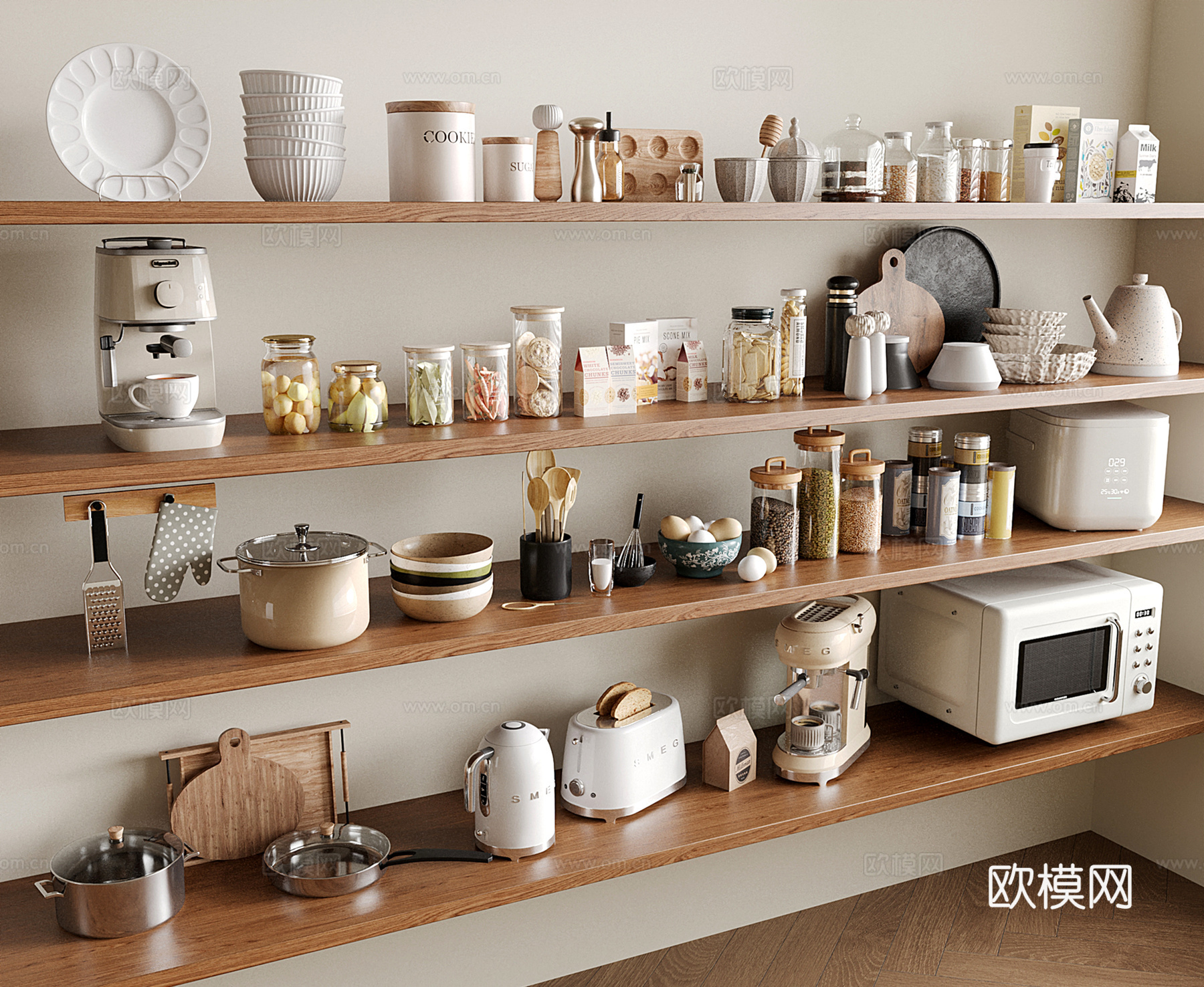 厨房用品 厨房电器 咖啡机 餐具 食物调料su模型